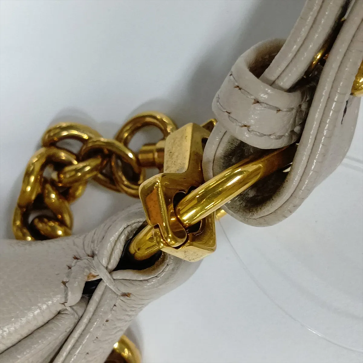 Aphrodite Small Leather Shoulder Bag, Beige — view 11