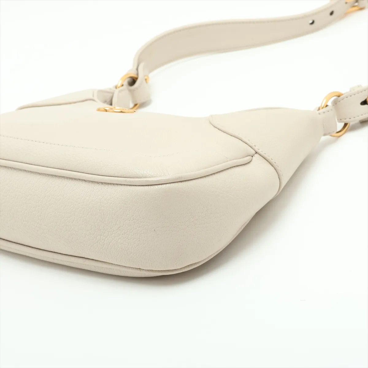 Aphrodite Small Leather Shoulder Bag, Beige — view 3
