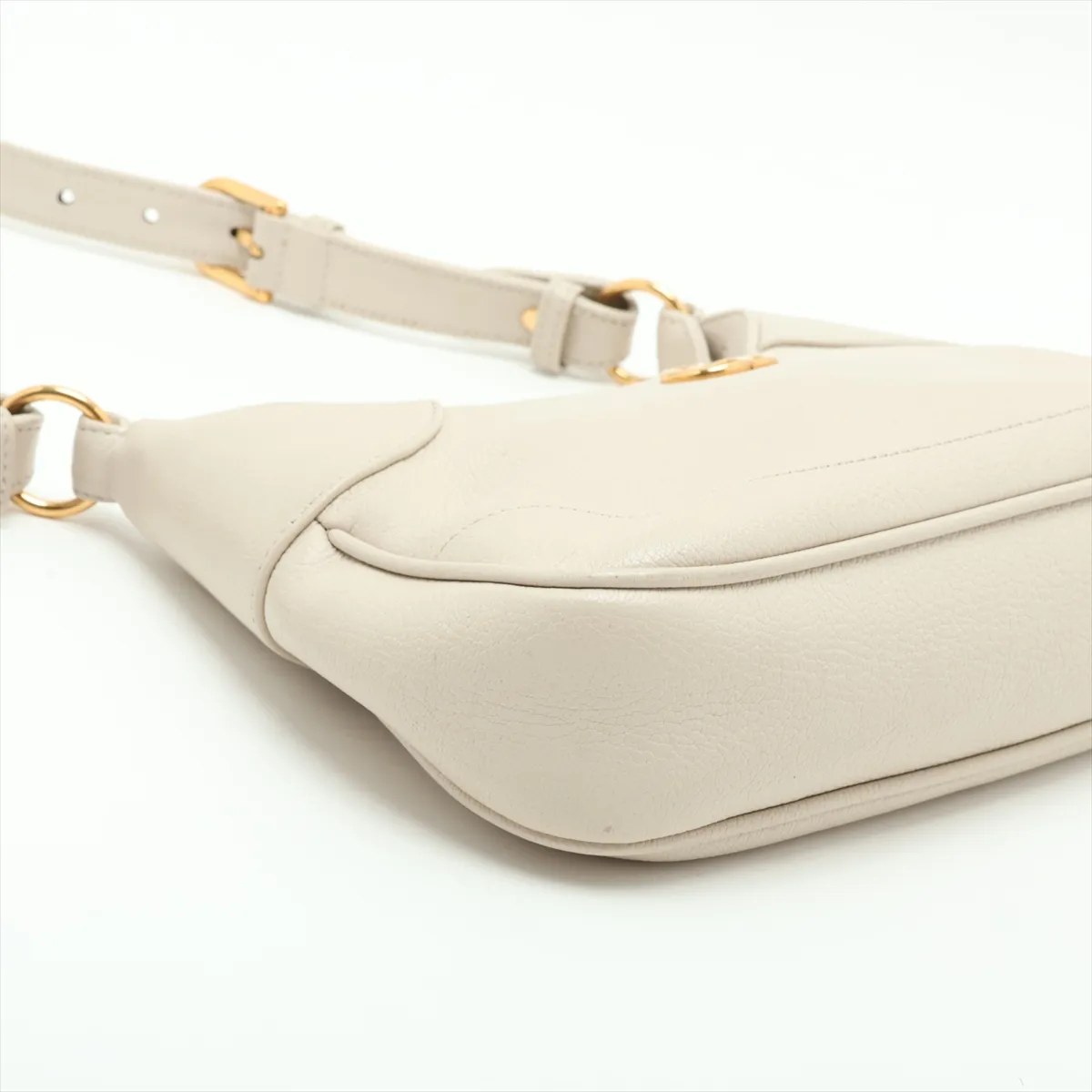 Aphrodite Small Leather Shoulder Bag, Beige — view 4