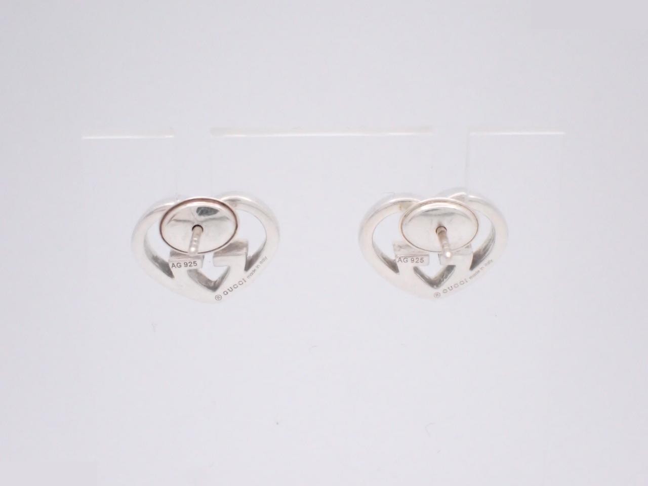 Interlocking G Heart Earrings, 925 Sterling Silver, 5.4g — view 2