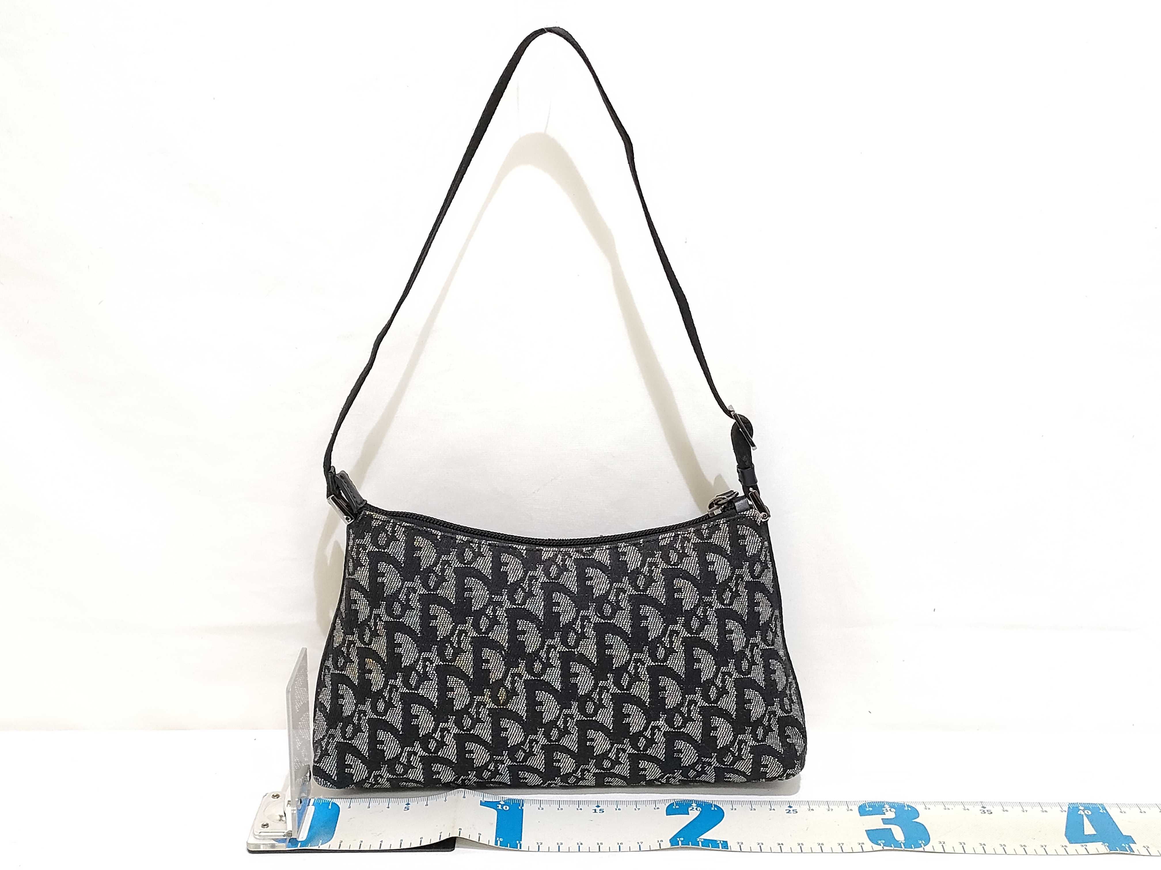 Trotter Christian Dior Trotter Canvas x Leather Shoulder Bag Navy Shoulder Bag — view 2