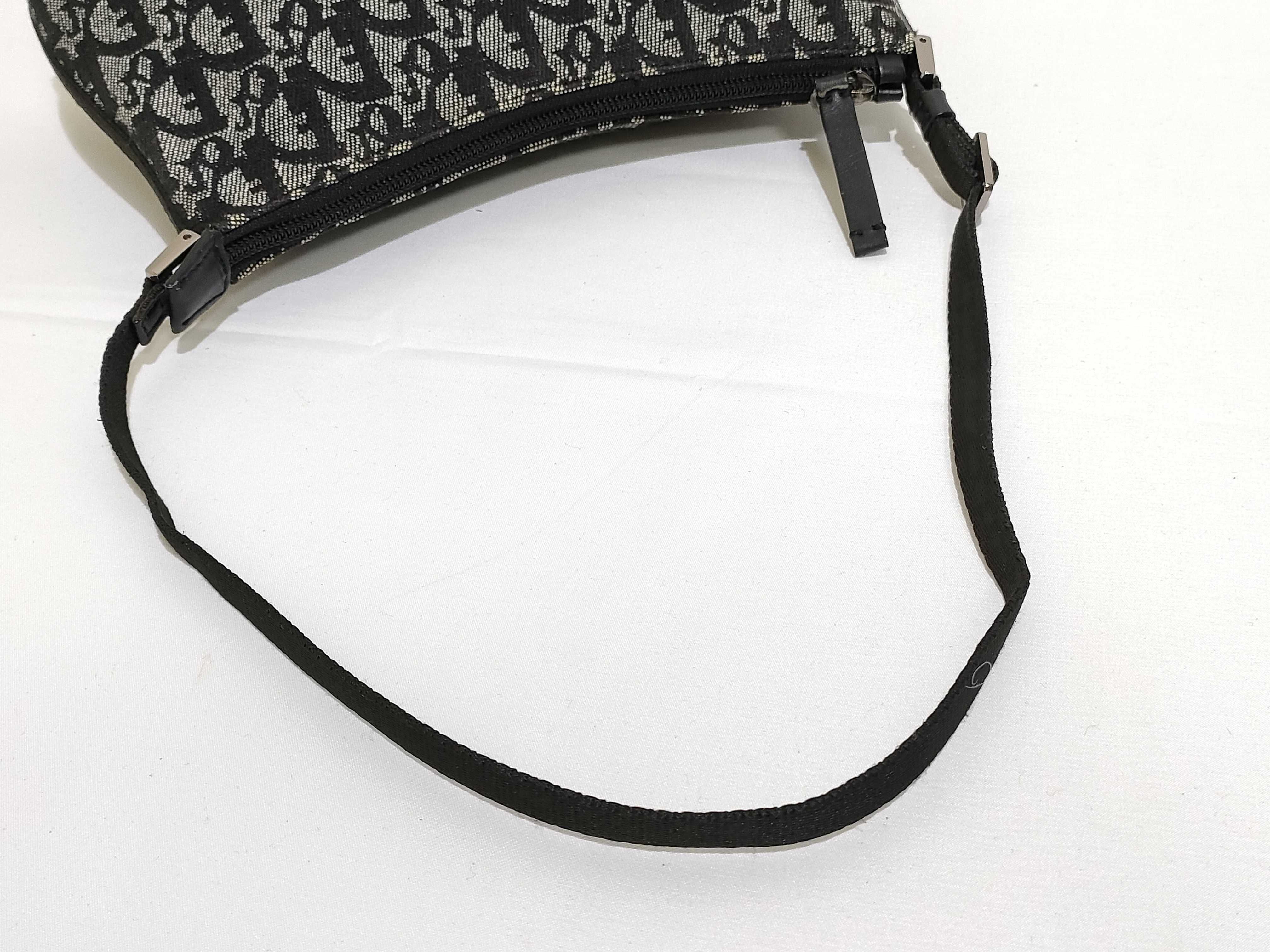 Trotter Christian Dior Trotter Canvas x Leather Shoulder Bag Navy Shoulder Bag — view 3
