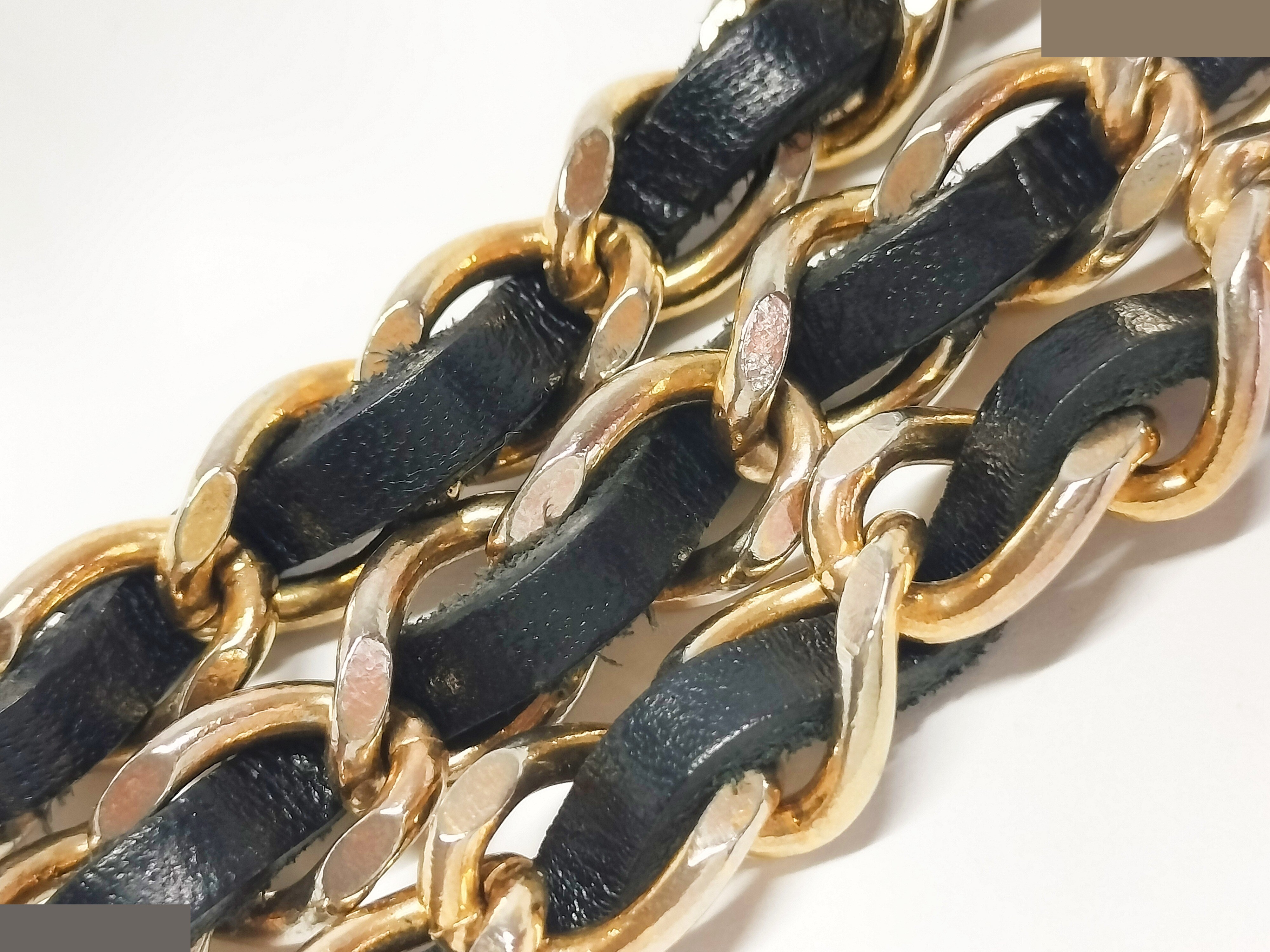 Coco Leather Gold Chain Belt, Total Length Approx. 92cm — view 6