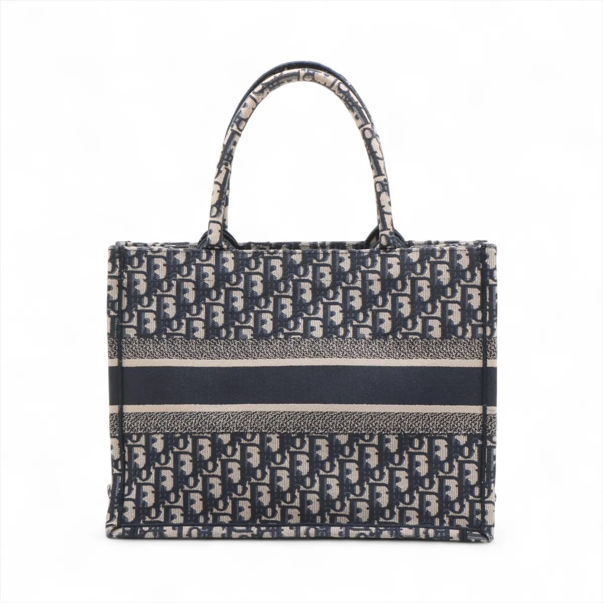 Oblique Book Tote Medium Canvas Tote Bag Navy — view 2