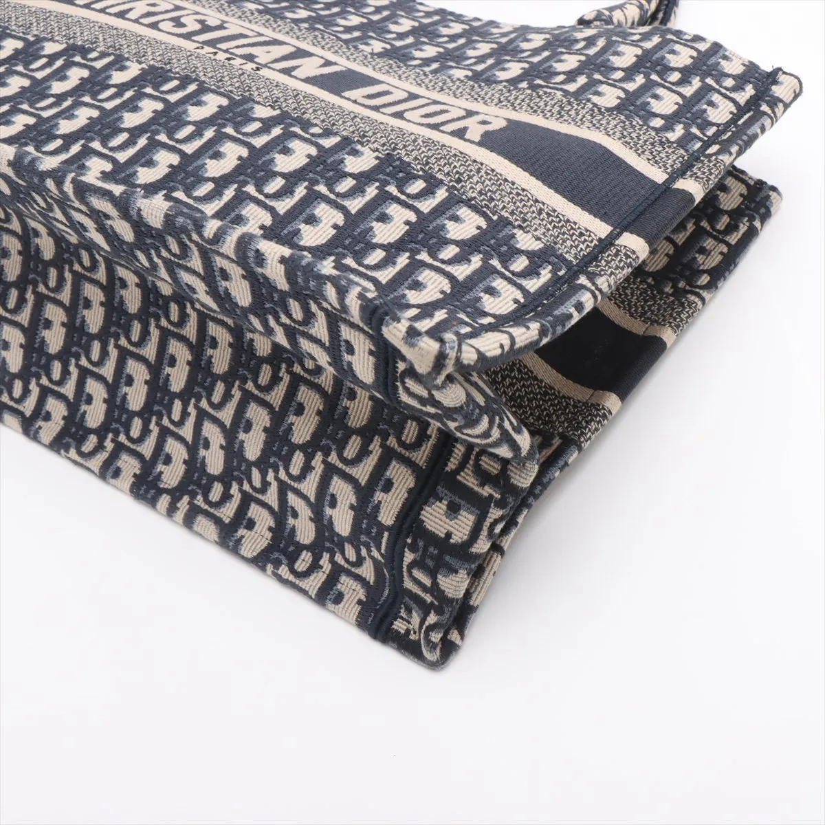 Oblique Book Tote Medium Canvas Tote Bag Navy — view 3
