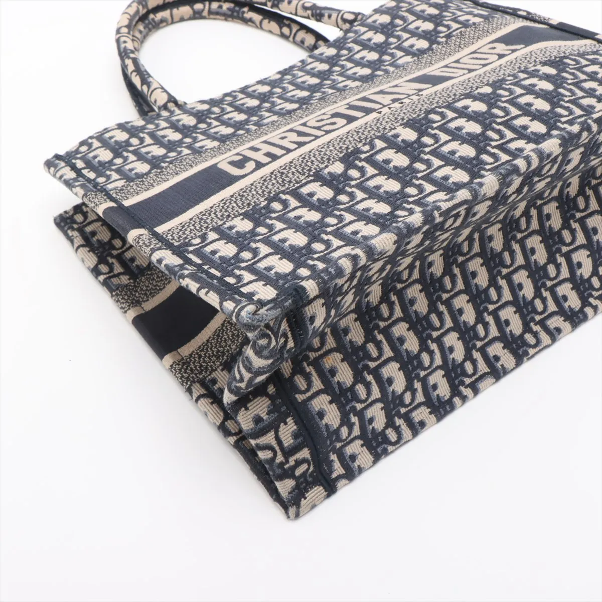 Oblique Book Tote Medium Canvas Tote Bag Navy — view 4