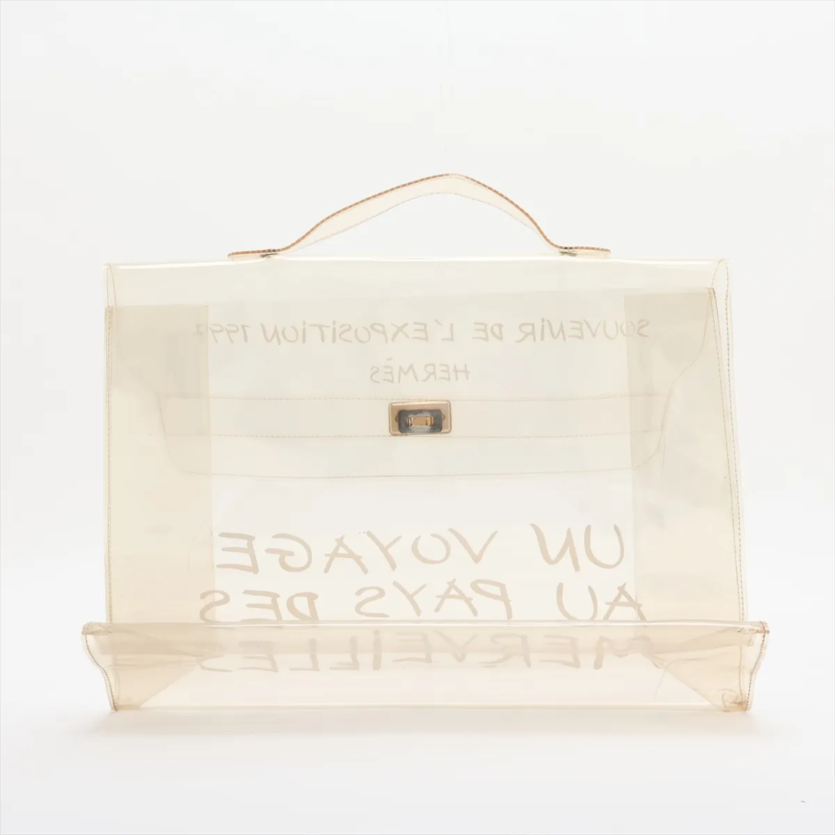 Vinyl Kelly bag, clear vinyl, gold hardware — view 2