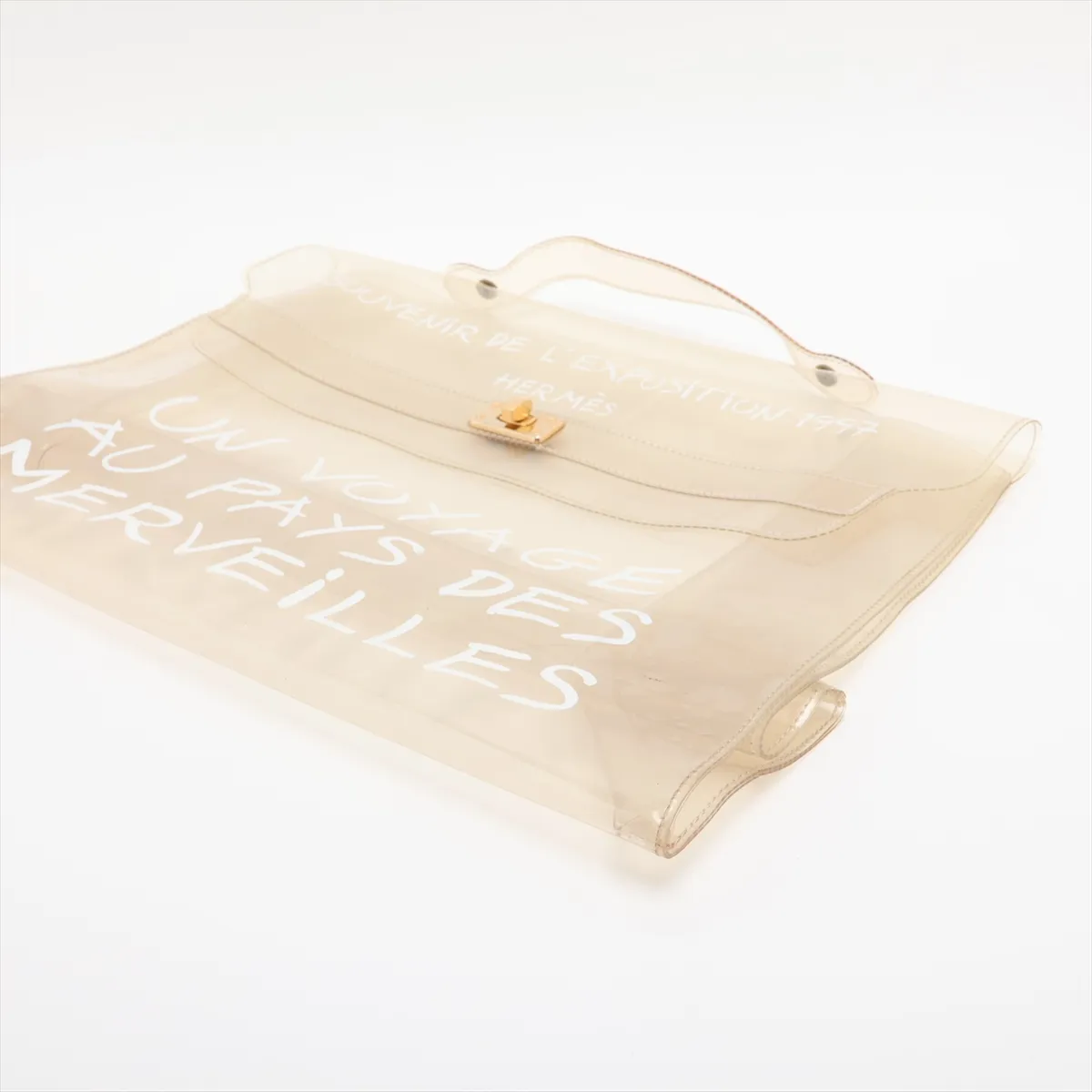 Vinyl Kelly bag, clear vinyl, gold hardware — view 3
