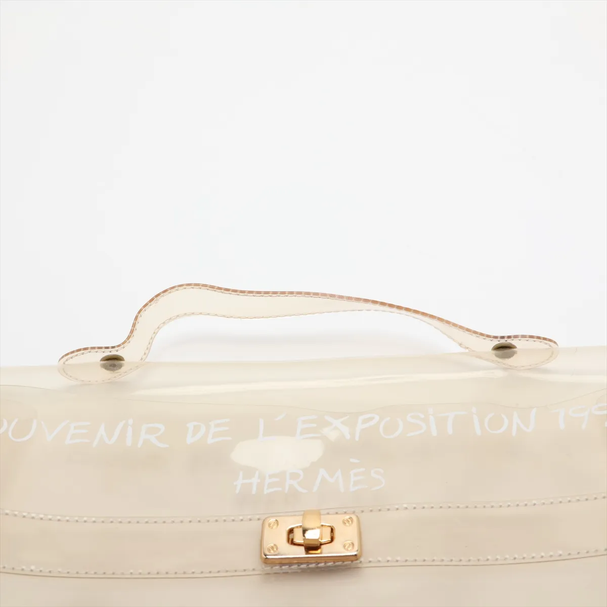 Vinyl Kelly bag, clear vinyl, gold hardware — view 6