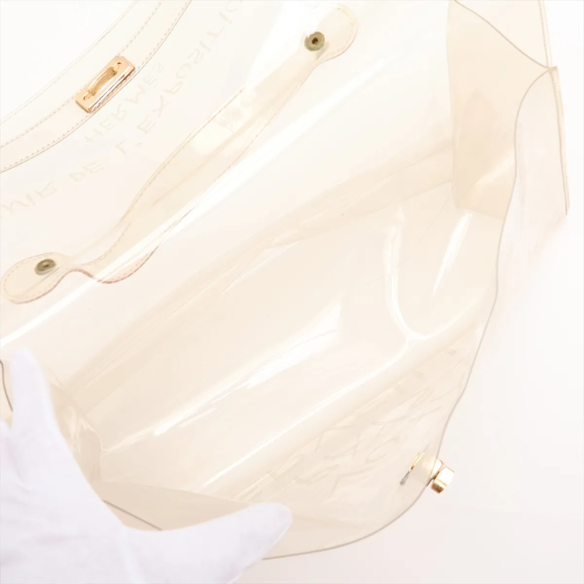 Vinyl Kelly bag, clear vinyl, gold hardware — view 7