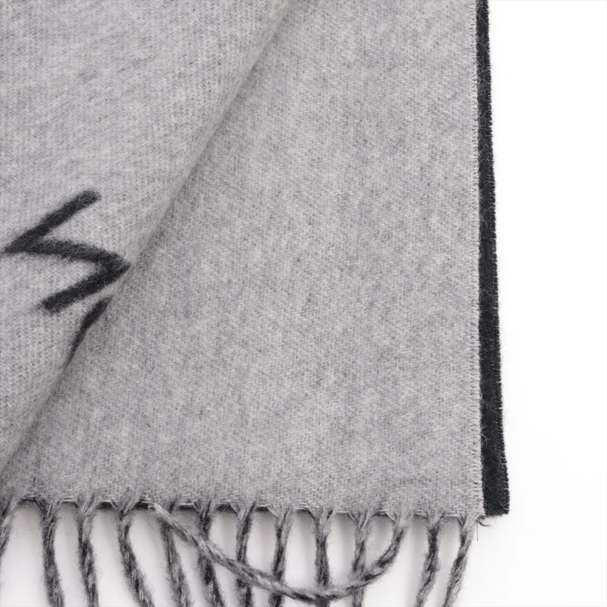 M71040 Echarpe Reykjavik CM0199 Scarf, Cashmere, Black x Gray. Shows signs of wear, — view 2