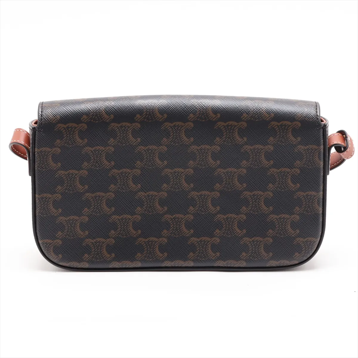 Triomphe Claude PVC x Leather Shoulder Bag, Brown — view 2