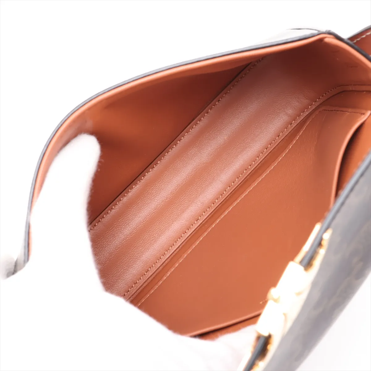 Triomphe Claude PVC x Leather Shoulder Bag, Brown — view 6
