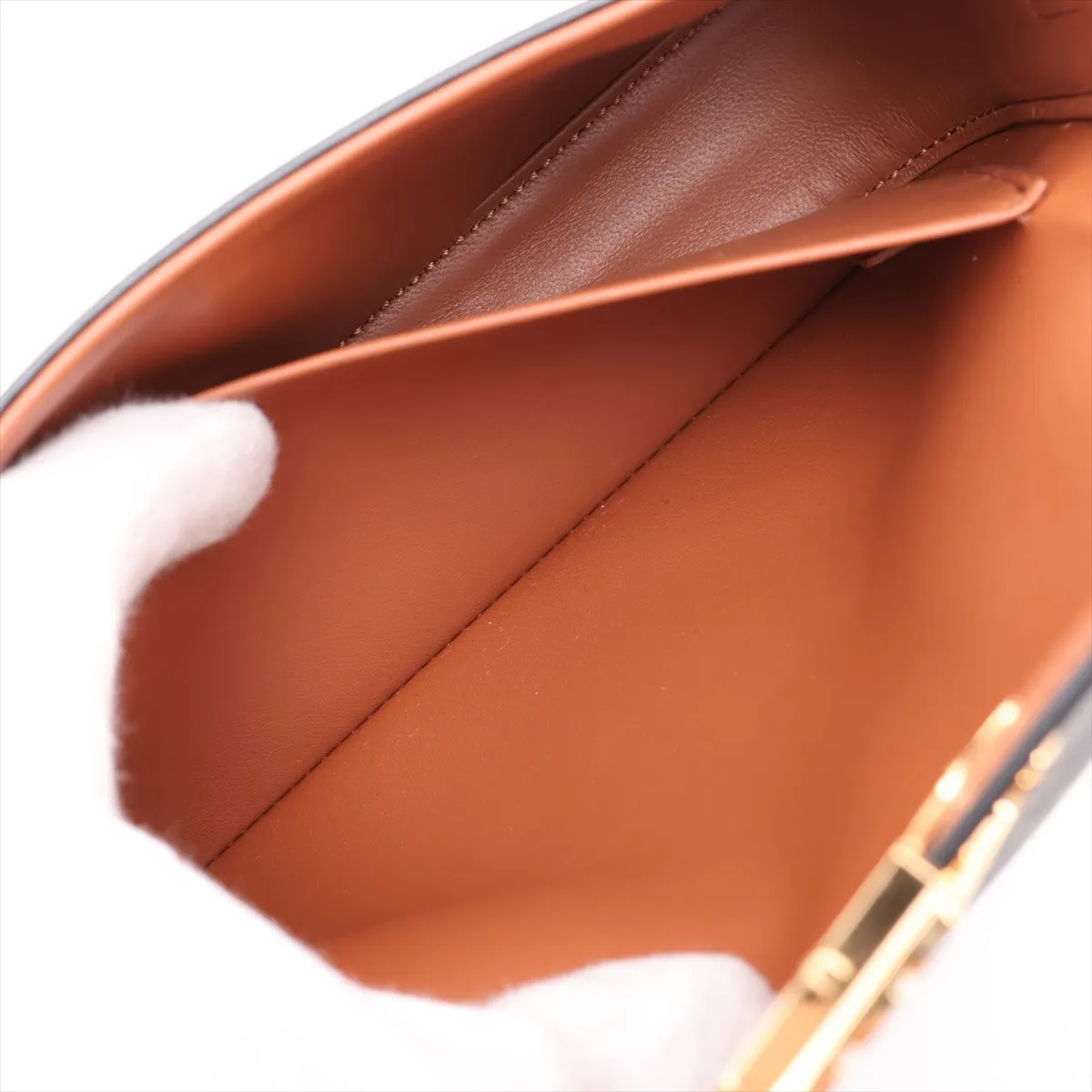 Triomphe Claude PVC x Leather Shoulder Bag, Brown — view 7