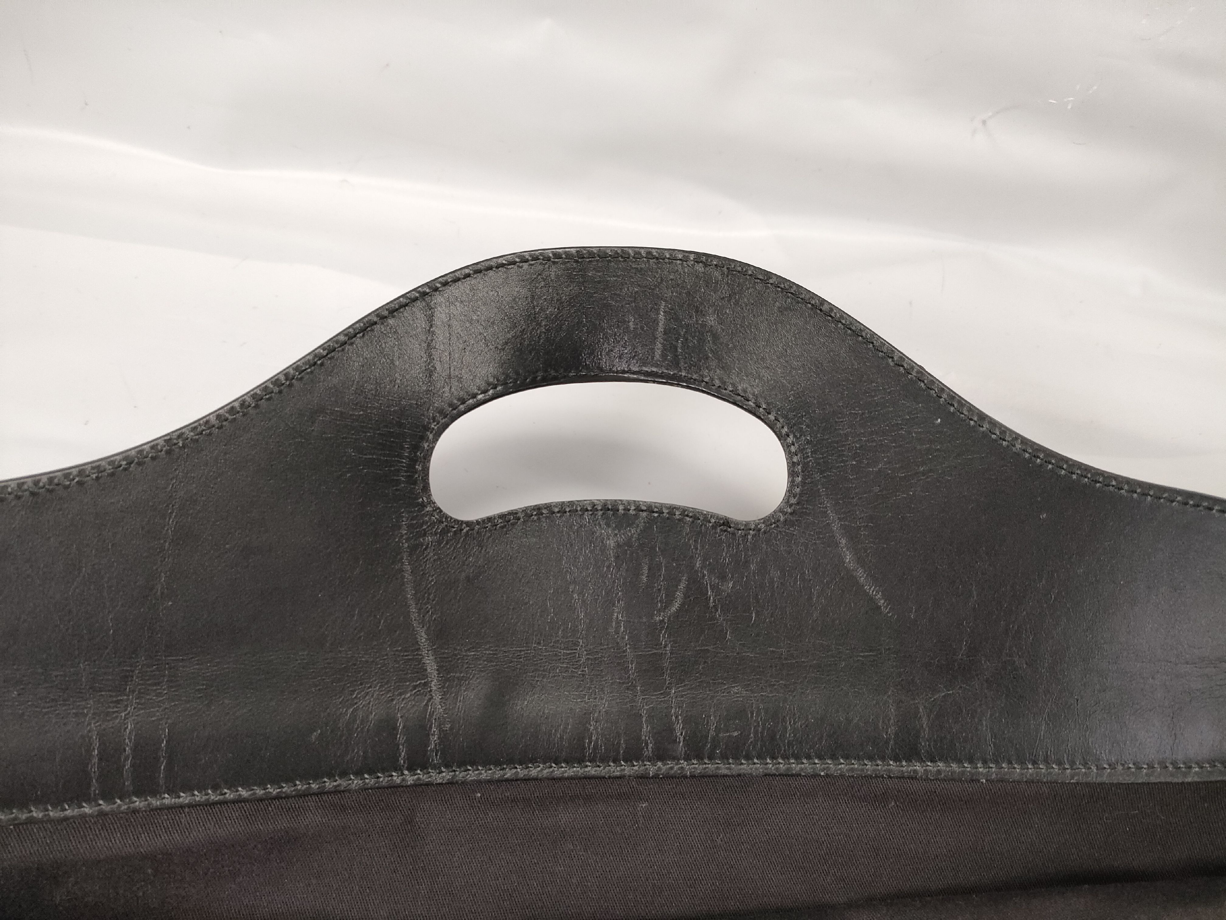 Suede x Leather Handle Tote Bag, Black, Logo Plate Tote Bag — view 12
