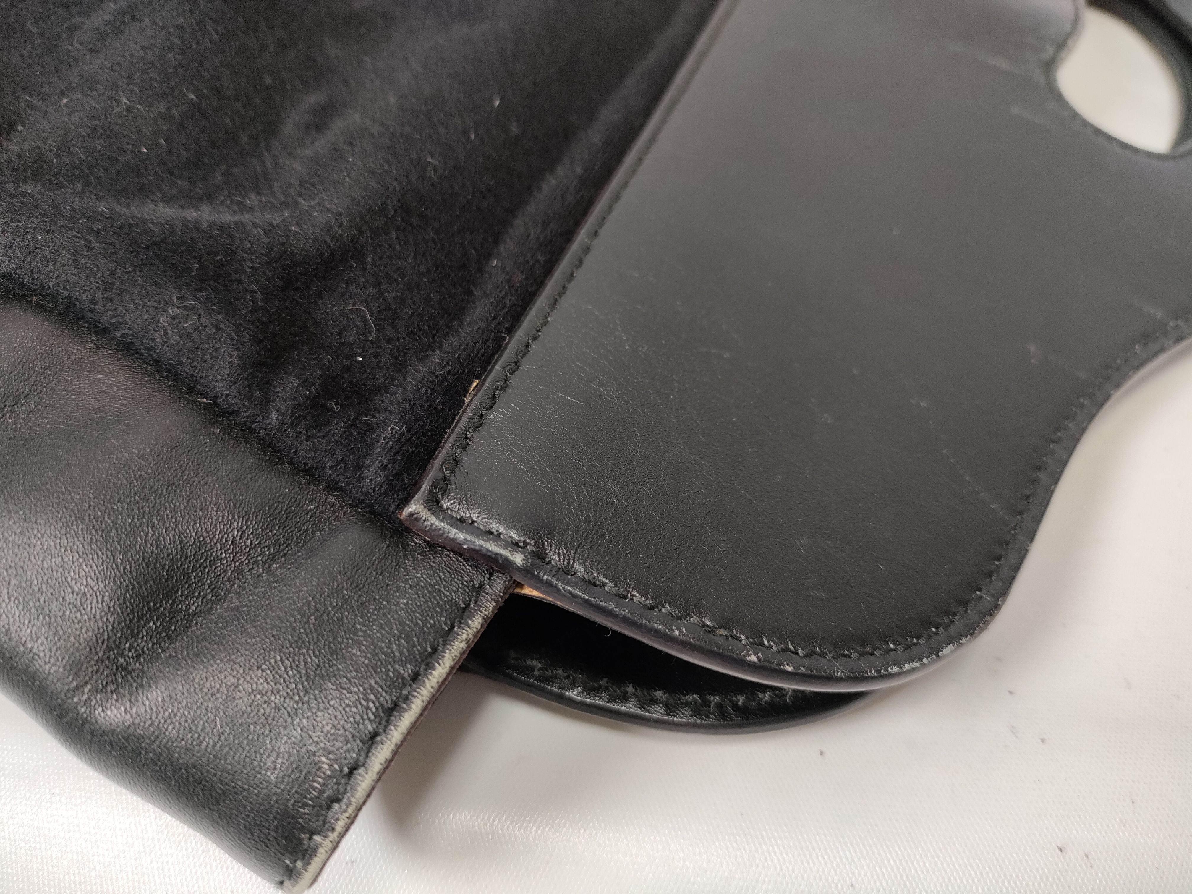 Suede x Leather Handle Tote Bag, Black, Logo Plate Tote Bag — view 5