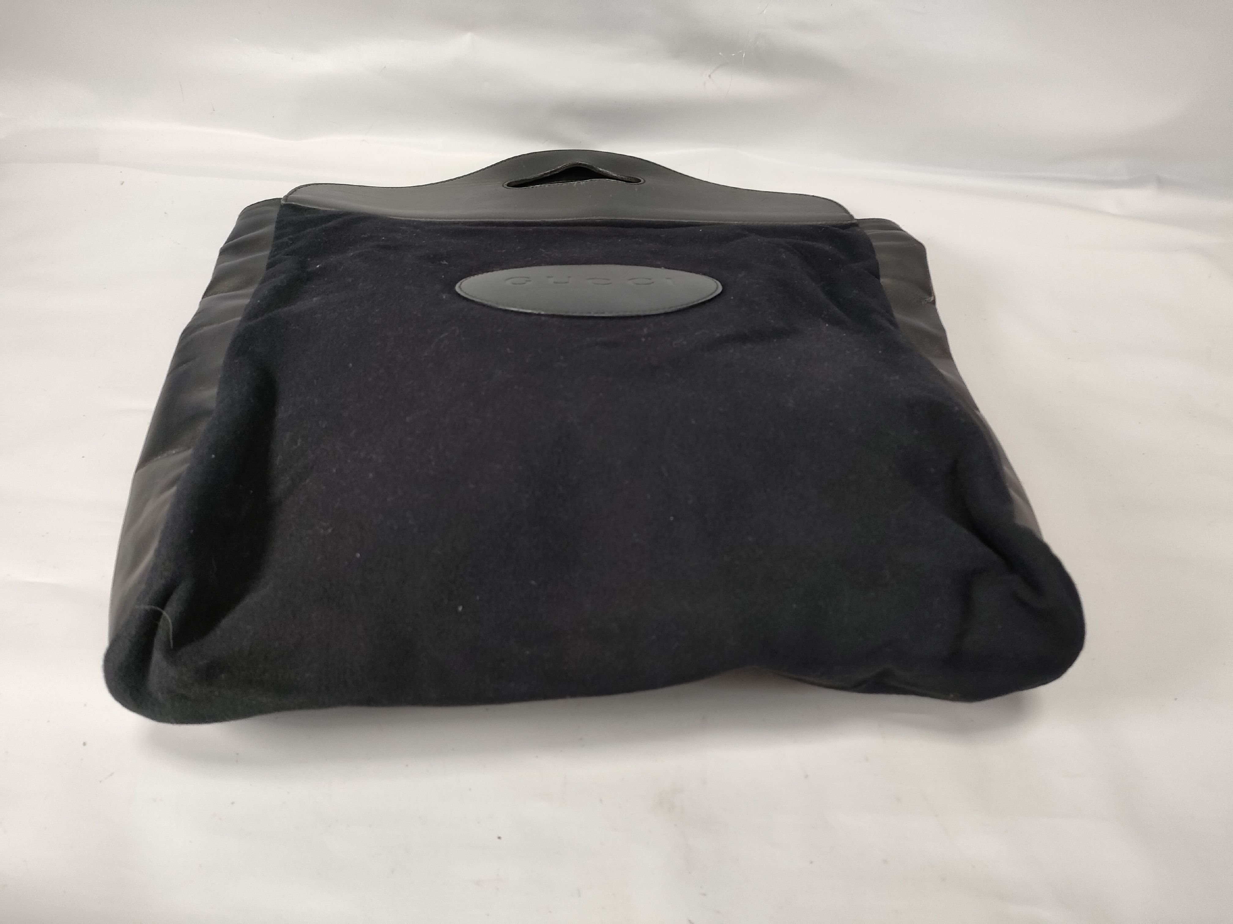 Suede x Leather Handle Tote Bag, Black, Logo Plate Tote Bag — view 7