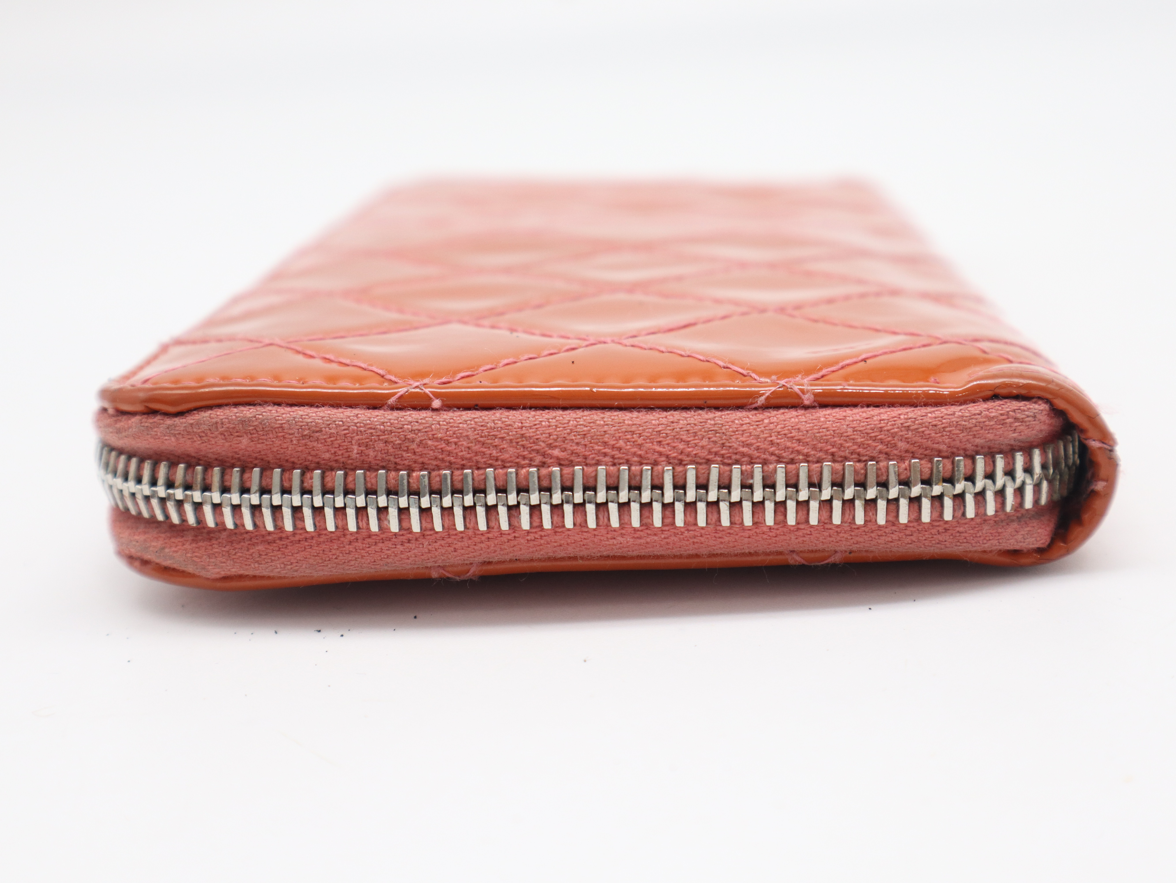 Coco Mark Brilliant Matelassé Wallet, Silver Hardware, Orange, with Dust Bag — view 5