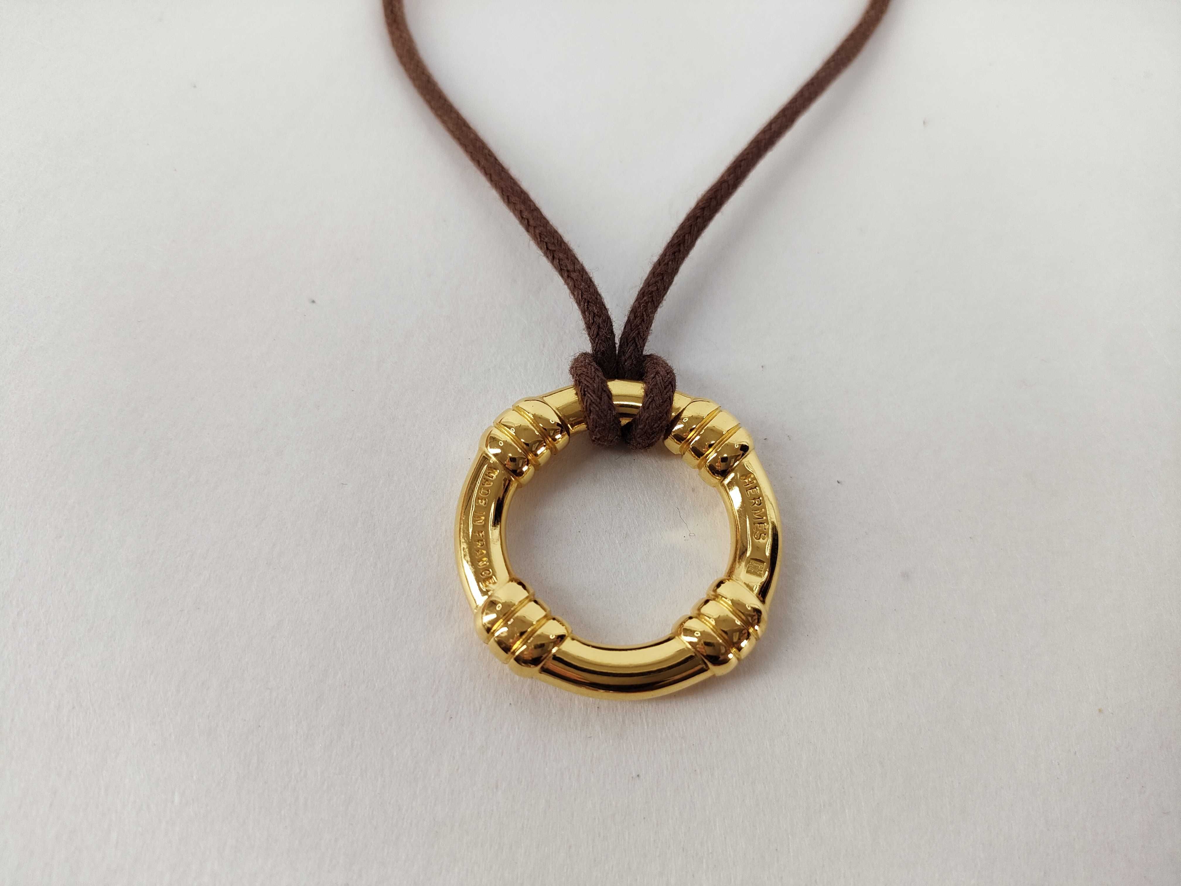 choker necklace, ring-shaped, gold and brown necklace — view 2