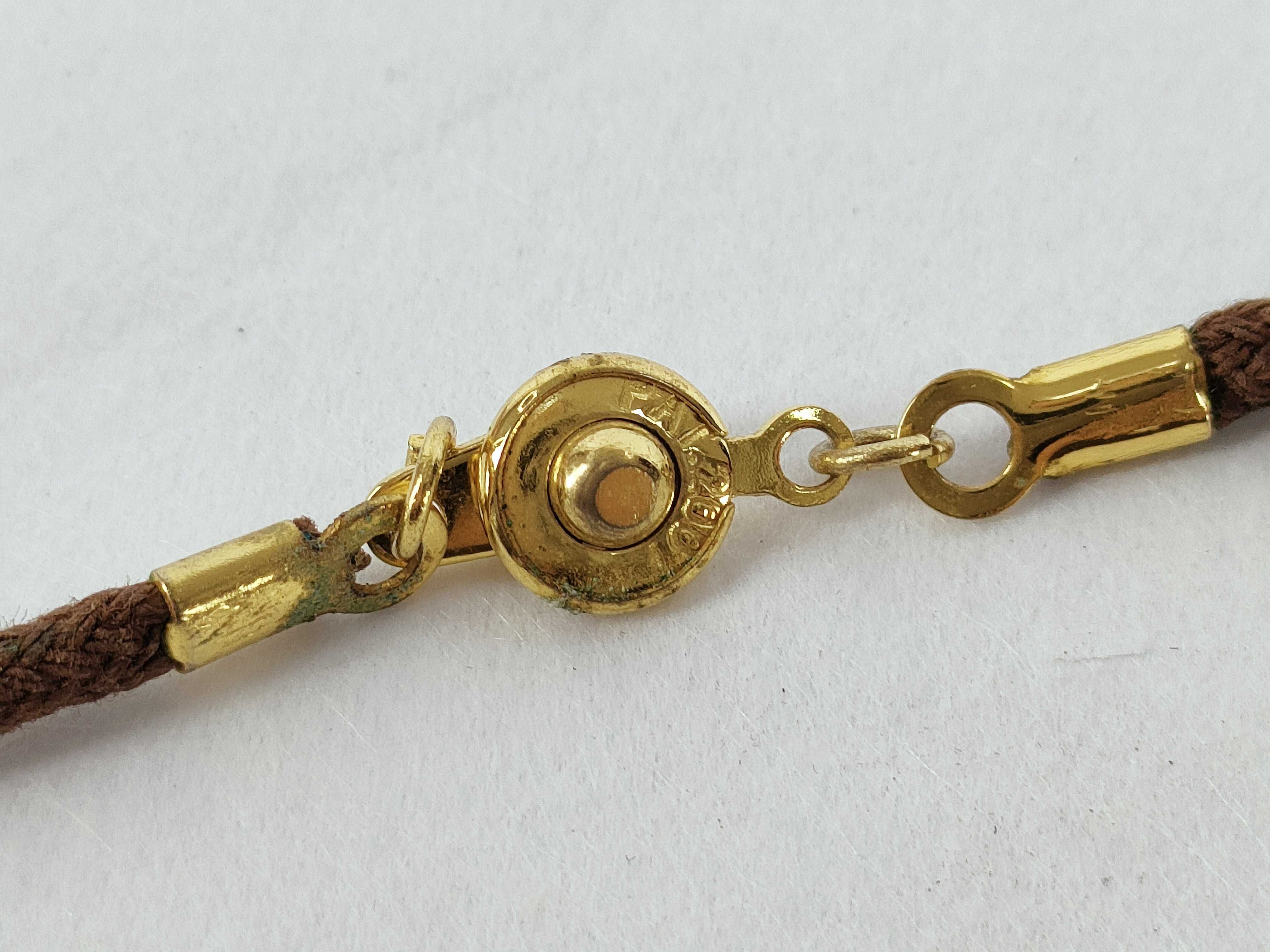 choker necklace, ring-shaped, gold and brown necklace — view 5