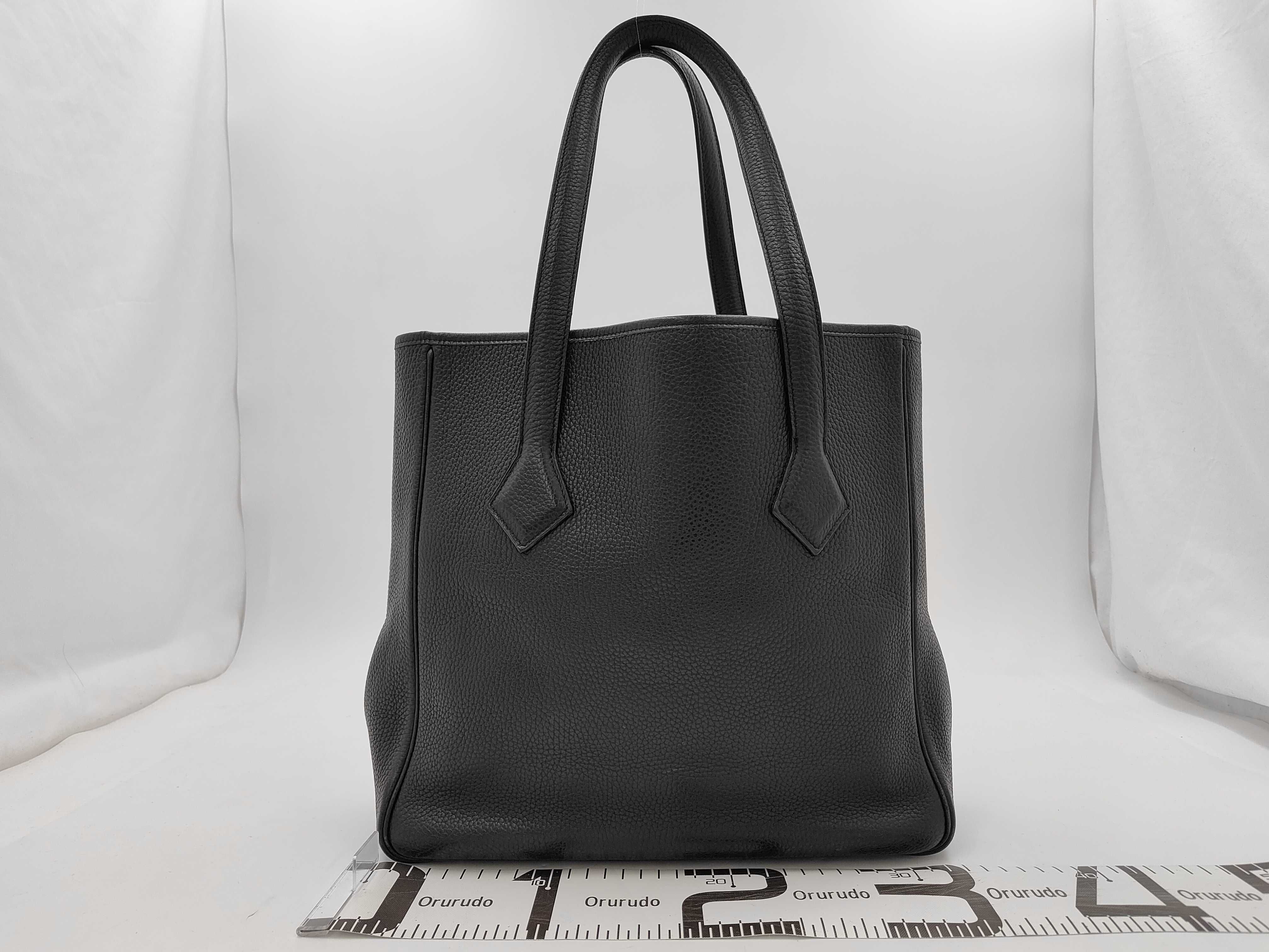 Victoria Cabas 32 Black Taurillon Leather Tote Bag ( J Stamp) — view 2