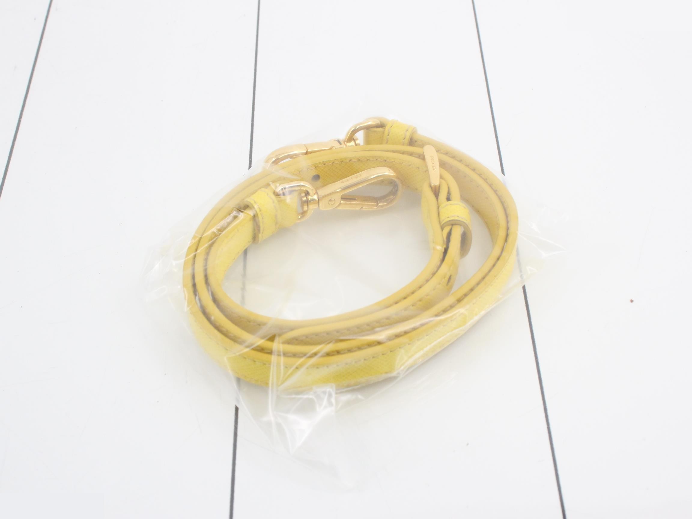 Saffiano Triangle Plate 2-Way Handbag, Yellow — view 7