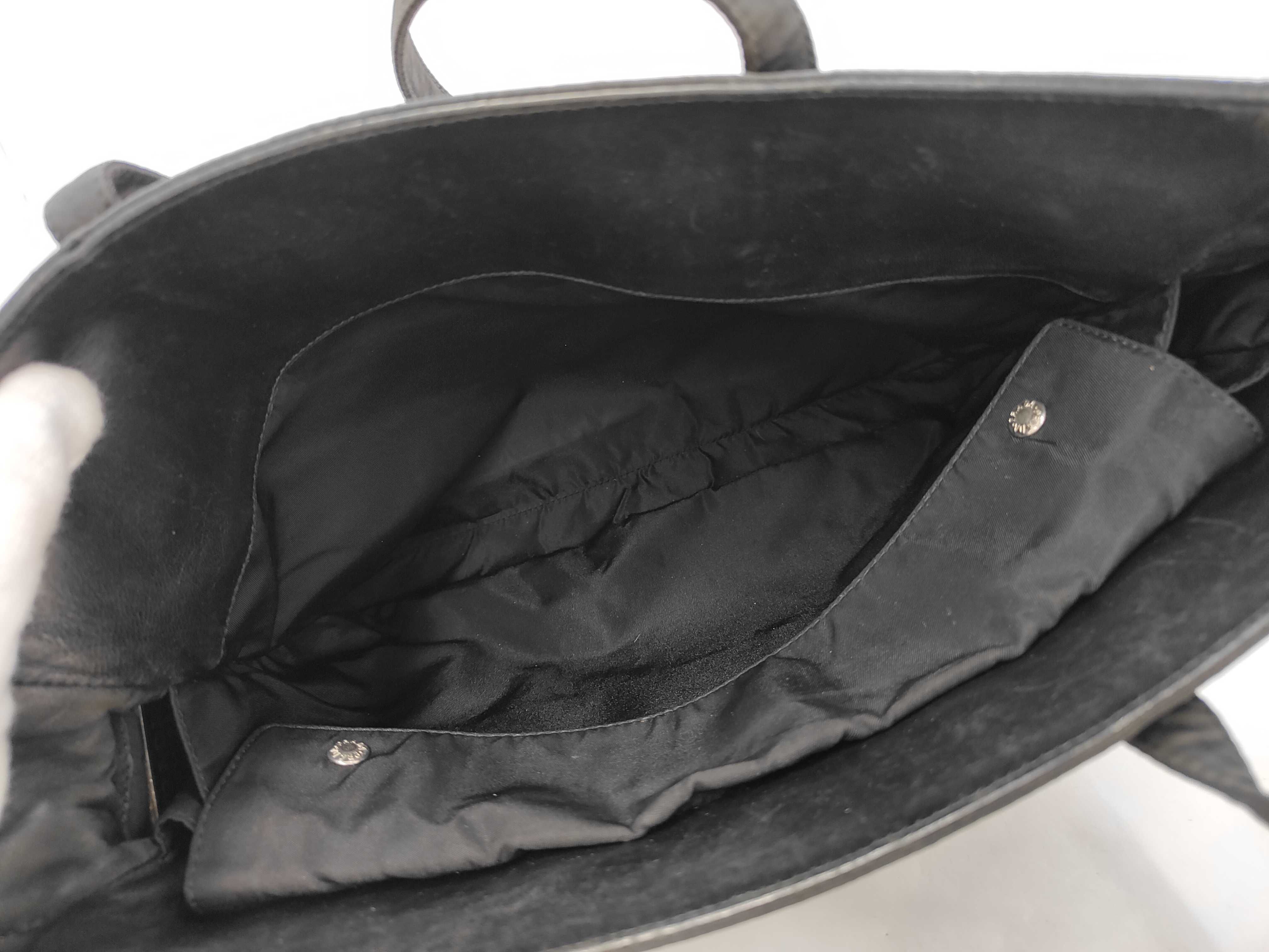 Nylon Shoulder Tote Bag with Triangle Plate Logo, Black Tote Bag — view 8