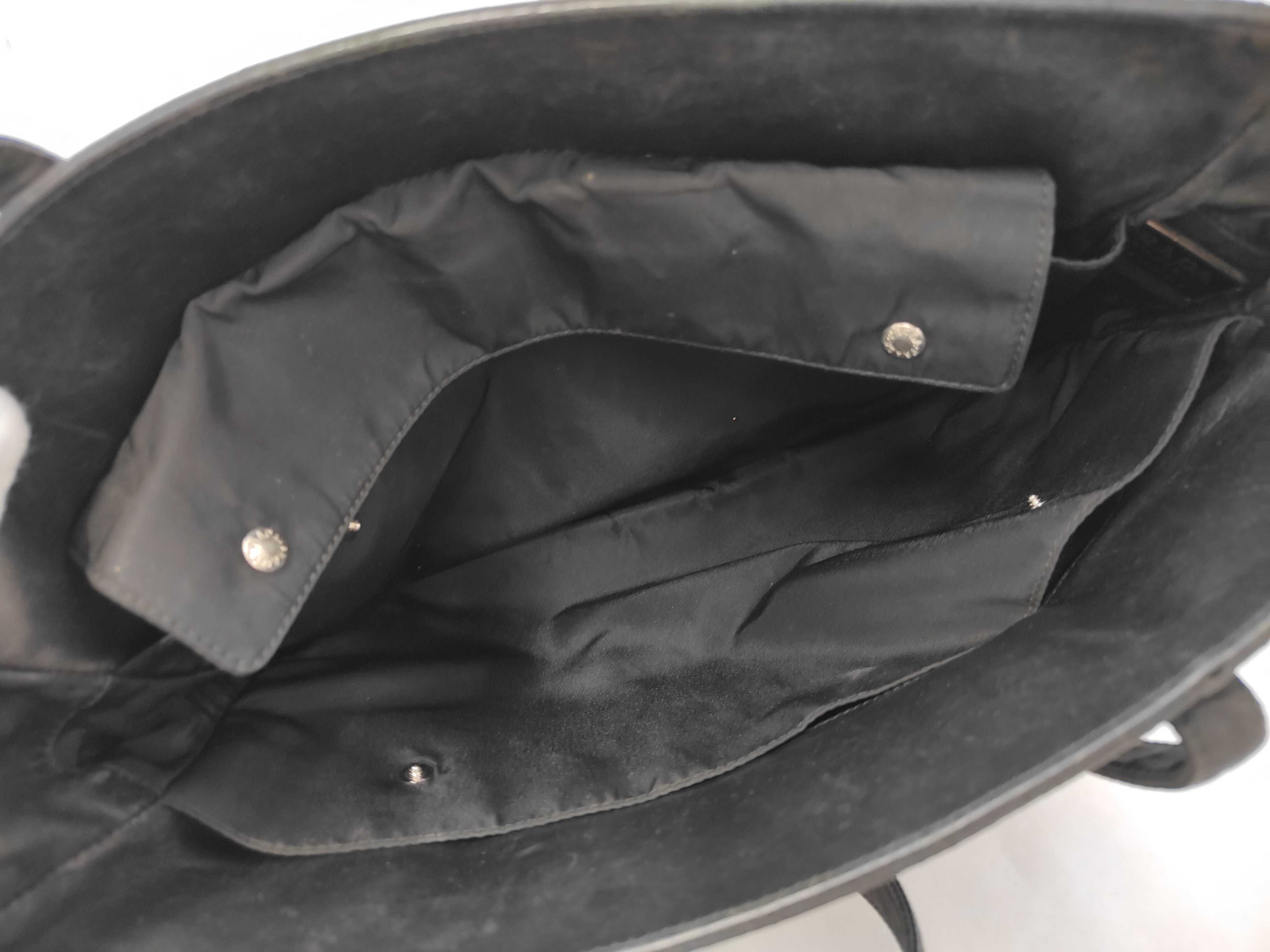 Nylon Shoulder Tote Bag with Triangle Plate Logo, Black Tote Bag — view 10