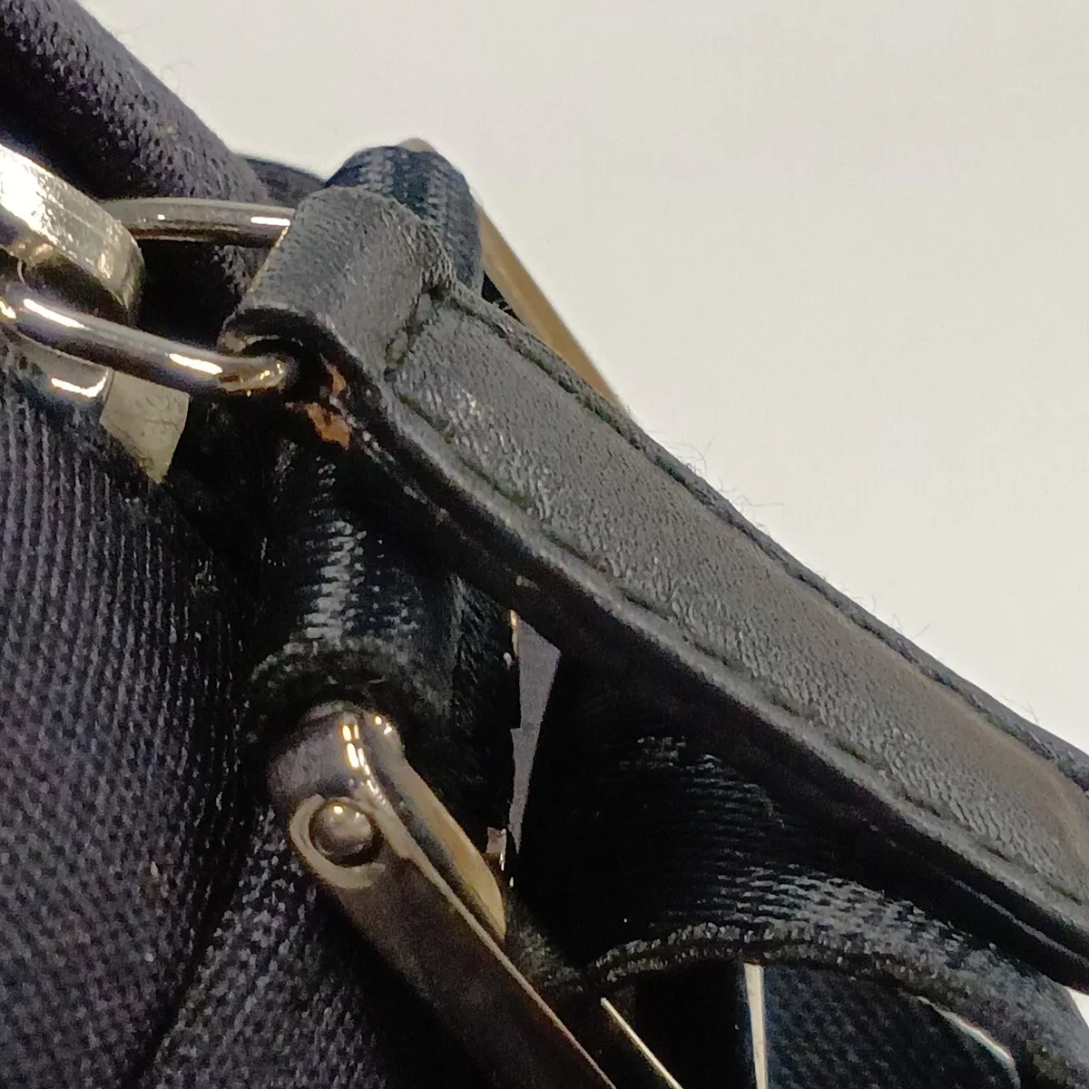 Hardcore Canvas x Leather Shoulder Bag, Navy — view 14