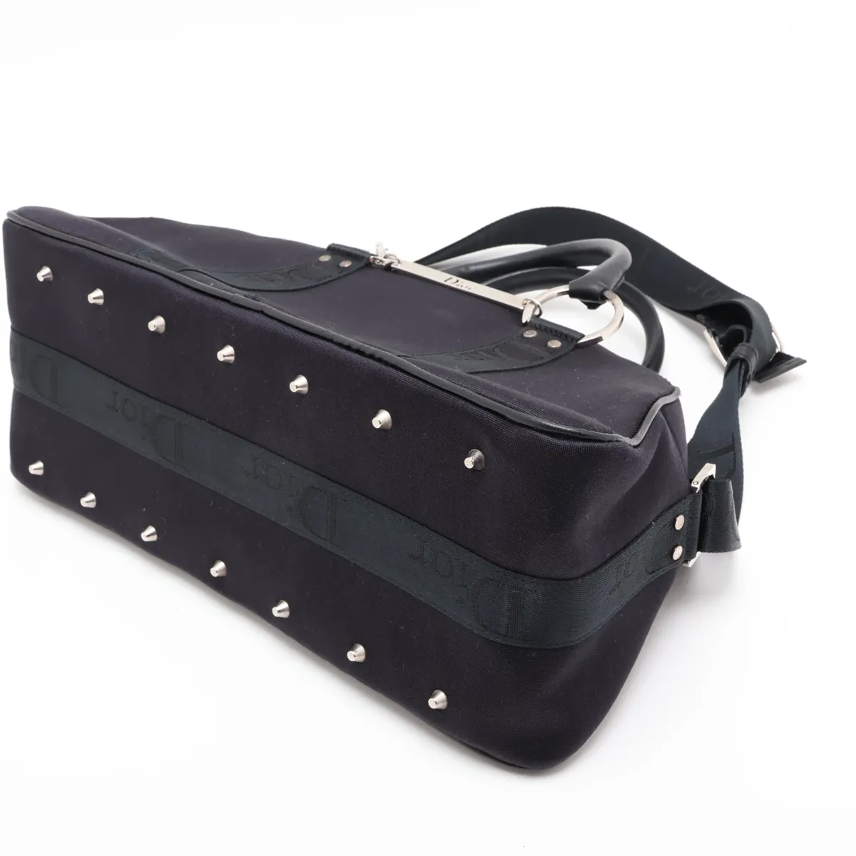 Hardcore Canvas x Leather Shoulder Bag, Navy — view 3