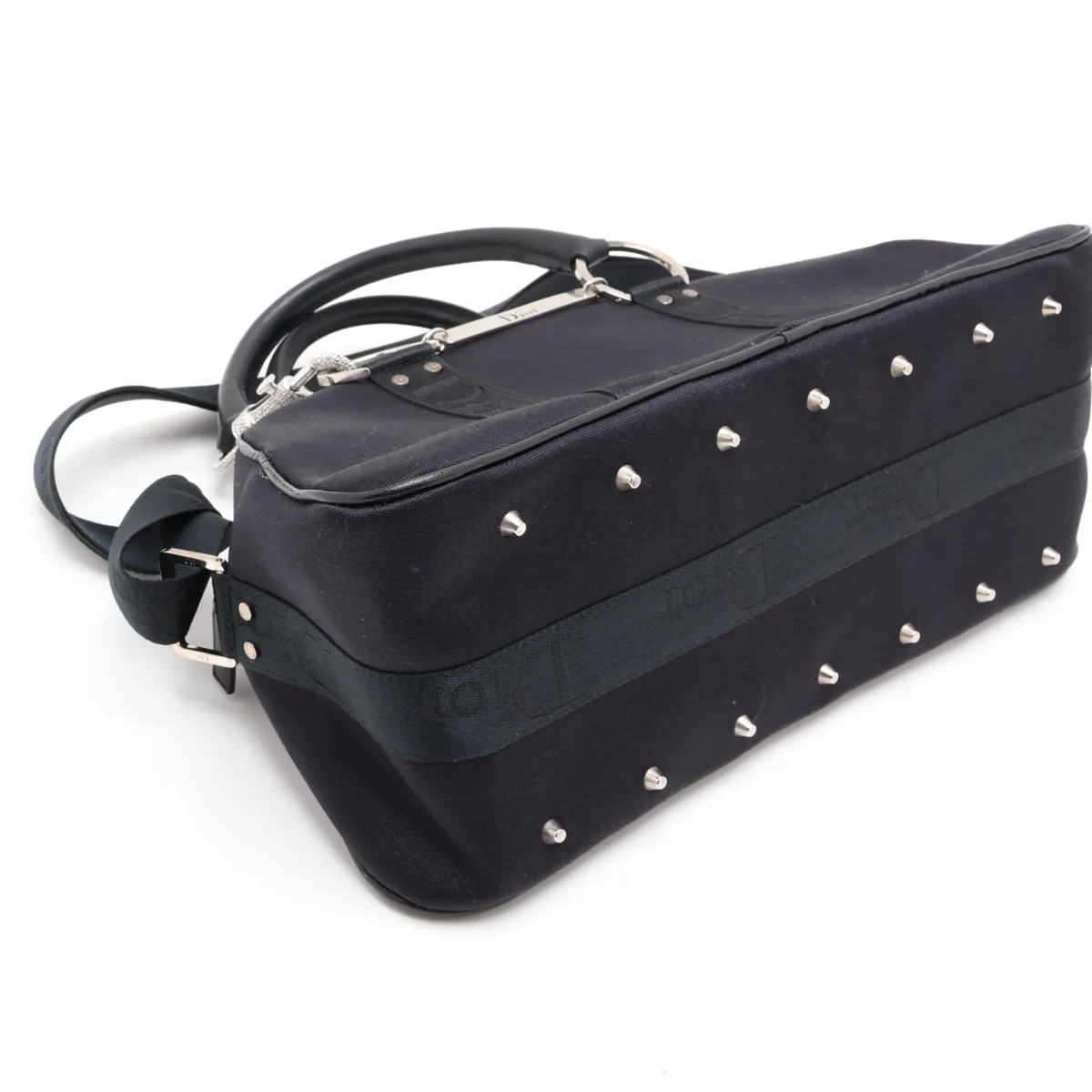 Hardcore Canvas x Leather Shoulder Bag, Navy — view 4