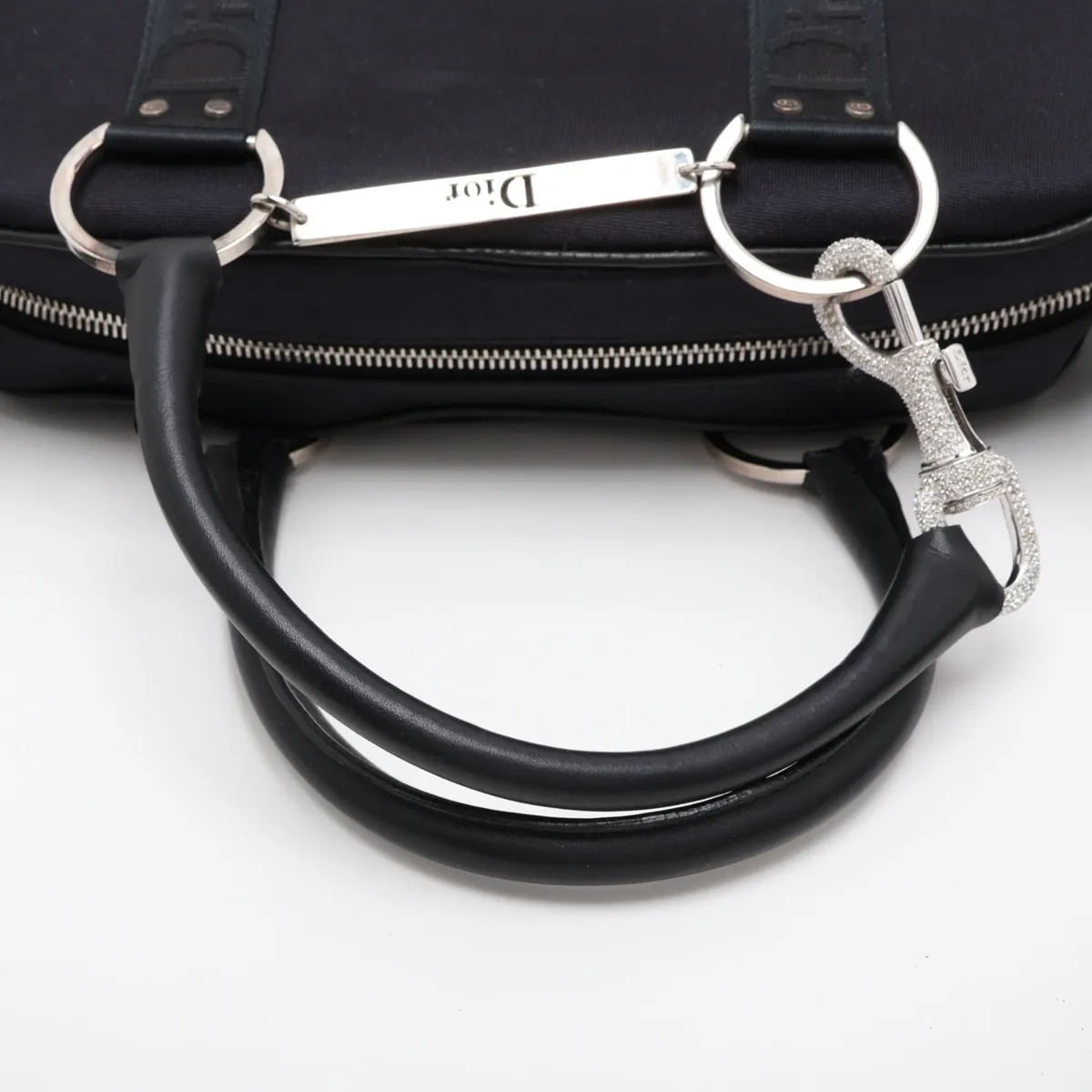 Hardcore Canvas x Leather Shoulder Bag, Navy — view 5