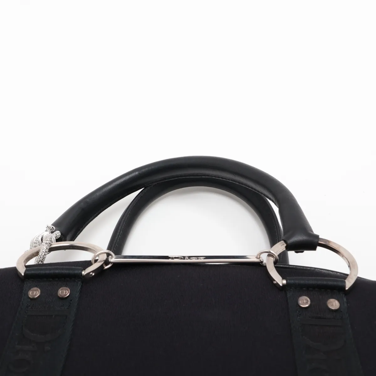 Hardcore Canvas x Leather Shoulder Bag, Navy — view 6