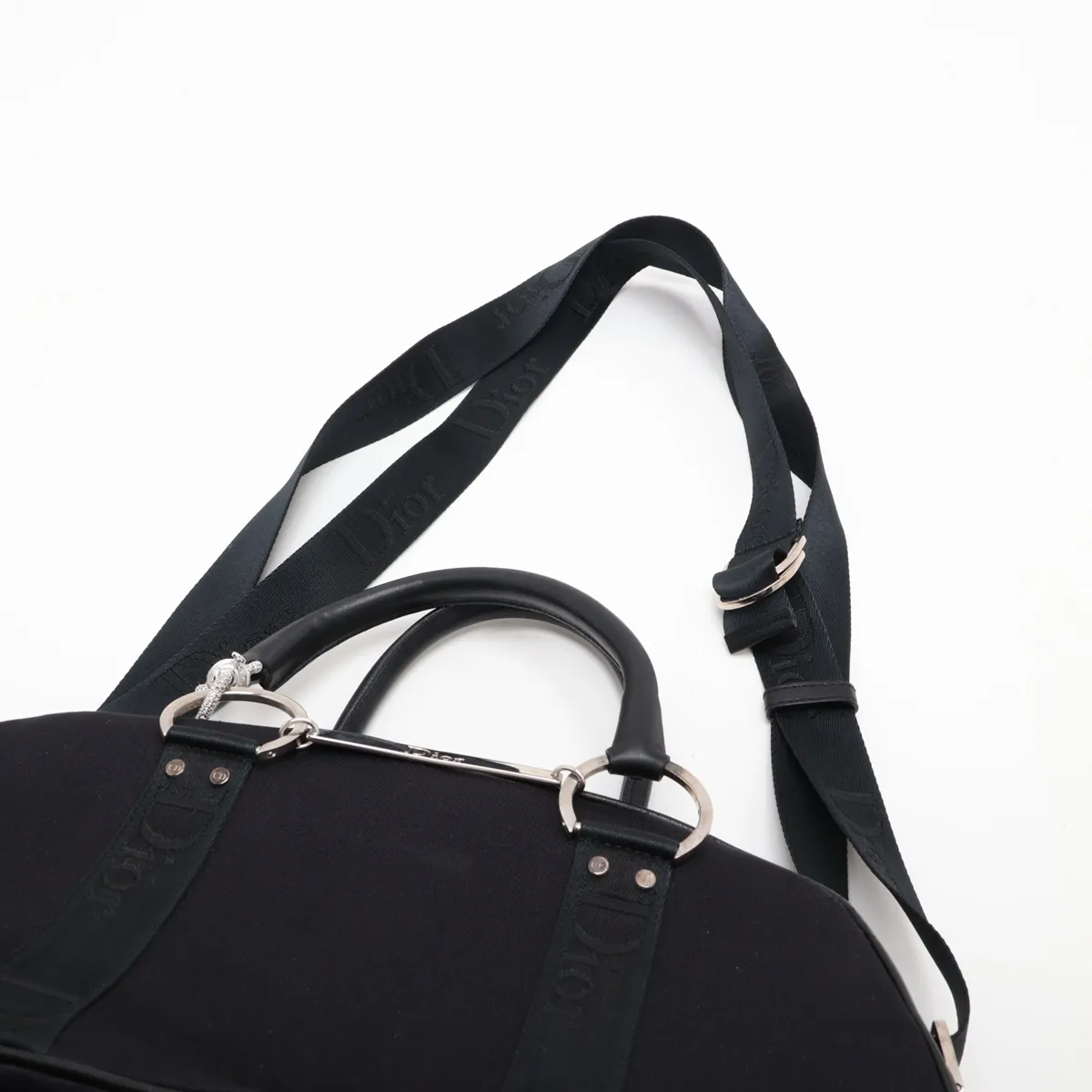 Hardcore Canvas x Leather Shoulder Bag, Navy — view 7
