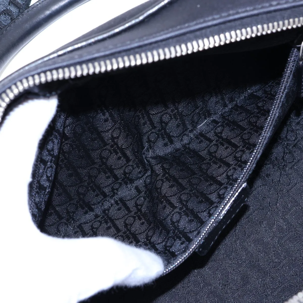 Hardcore Canvas x Leather Shoulder Bag, Navy — view 9