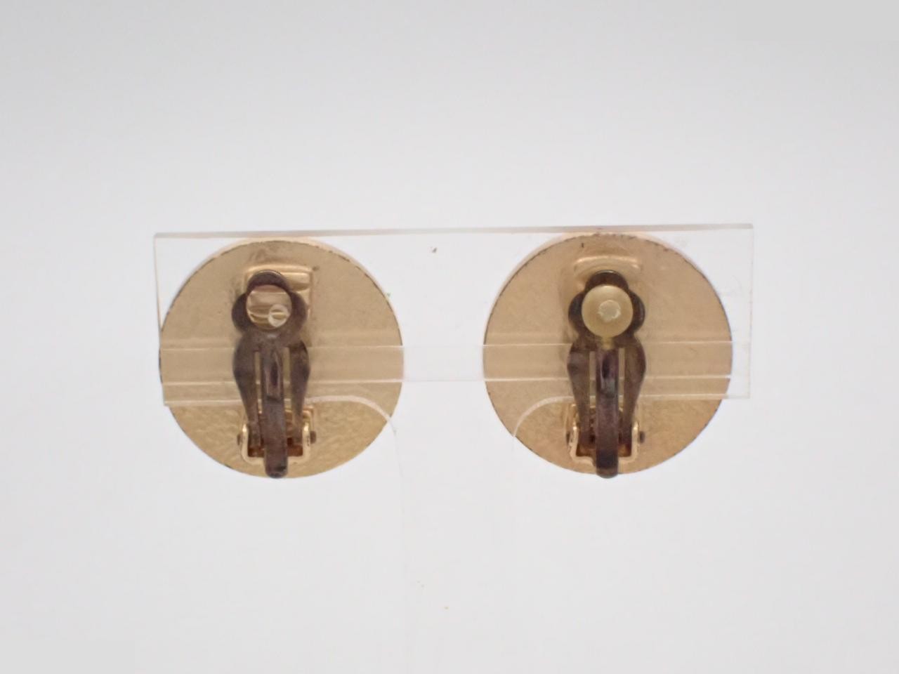 Earrings, Coco Mark, Circle, Black, Gold — view 2