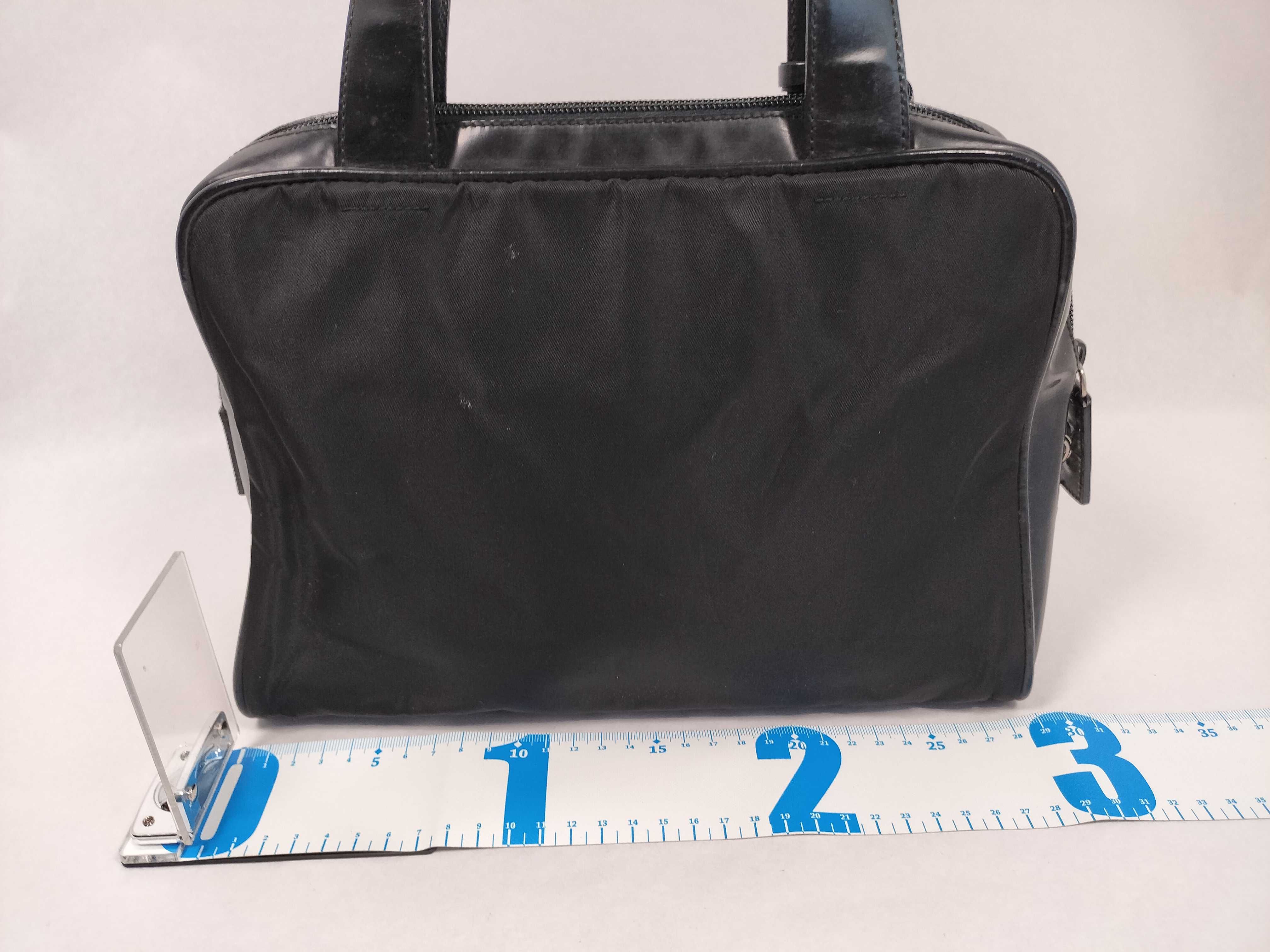 Nylon Handbag, White Tag 31, Black Nylon x Leather, with Warranty and Key. — view 2