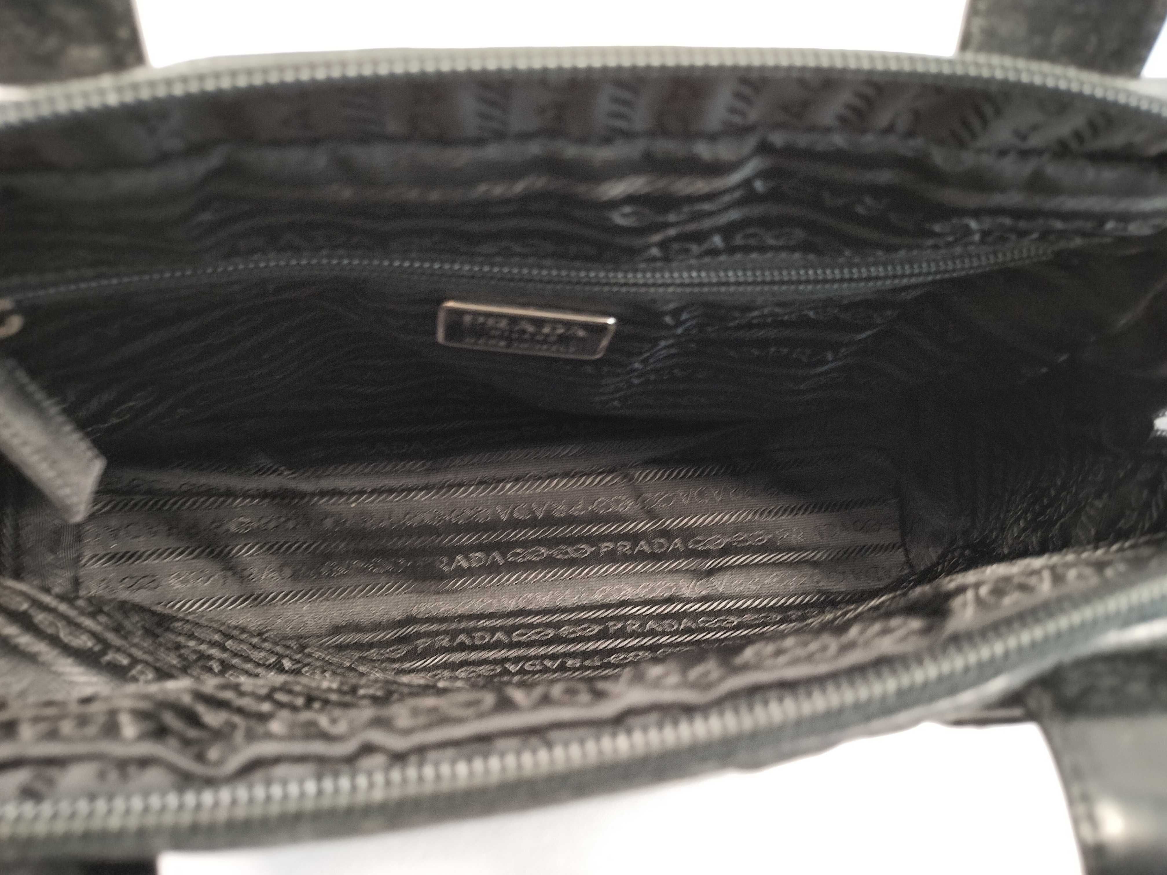 Nylon Handbag, White Tag 31, Black Nylon x Leather, with Warranty and Key. — view 11