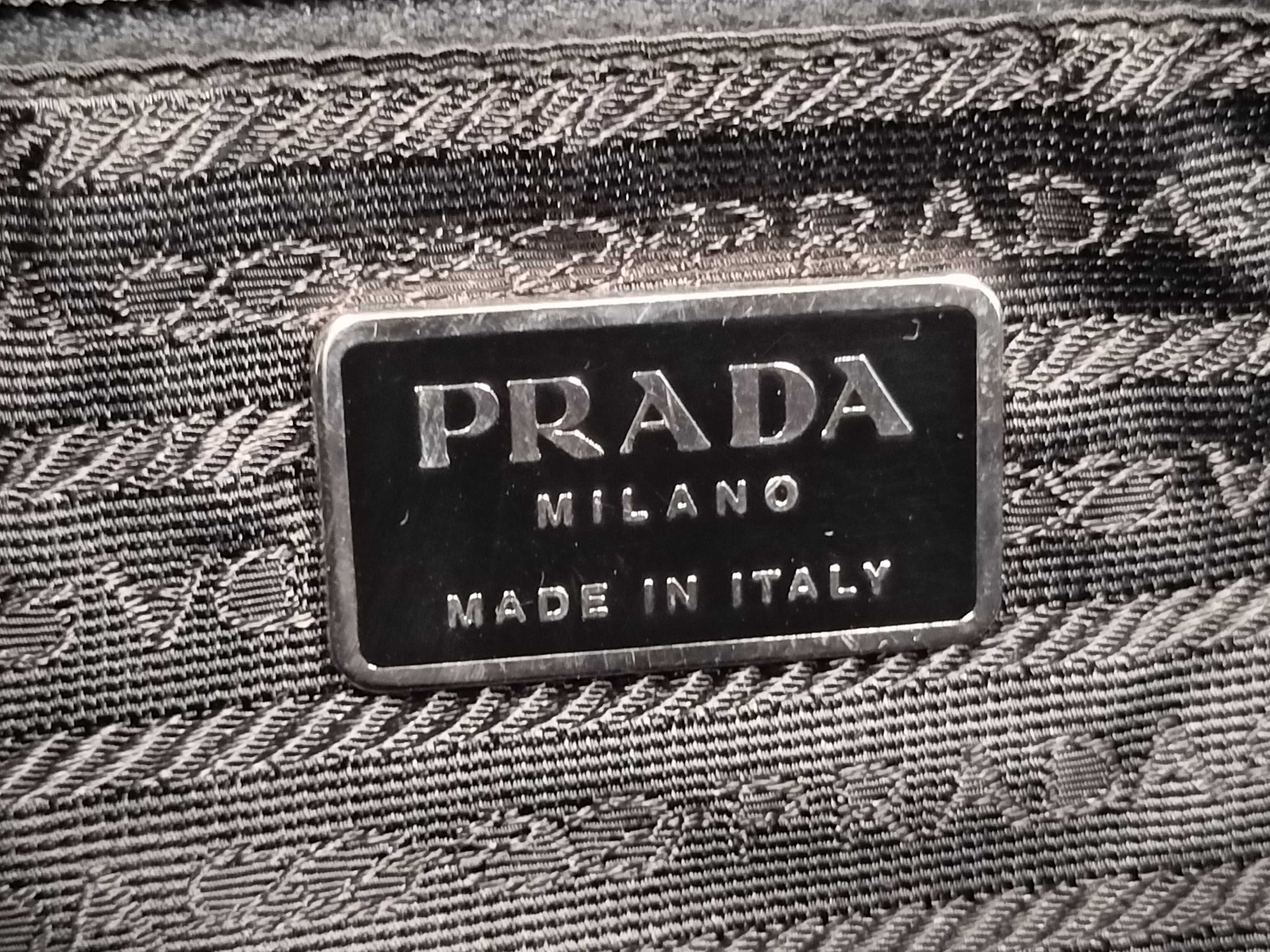 Nylon Handbag, White Tag 31, Black Nylon x Leather, with Warranty and Key. — view 13