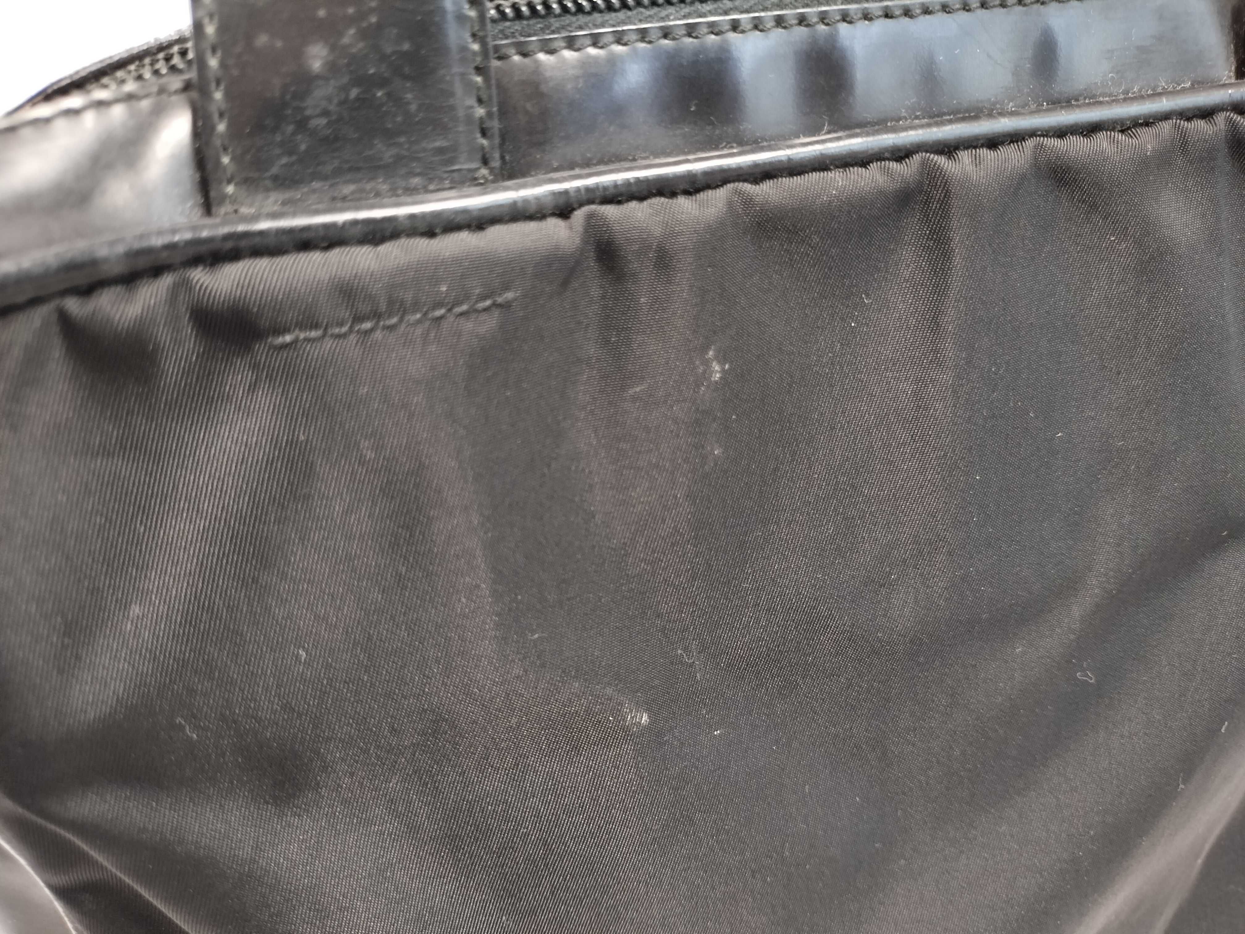 Nylon Handbag, White Tag 31, Black Nylon x Leather, with Warranty and Key. — view 14