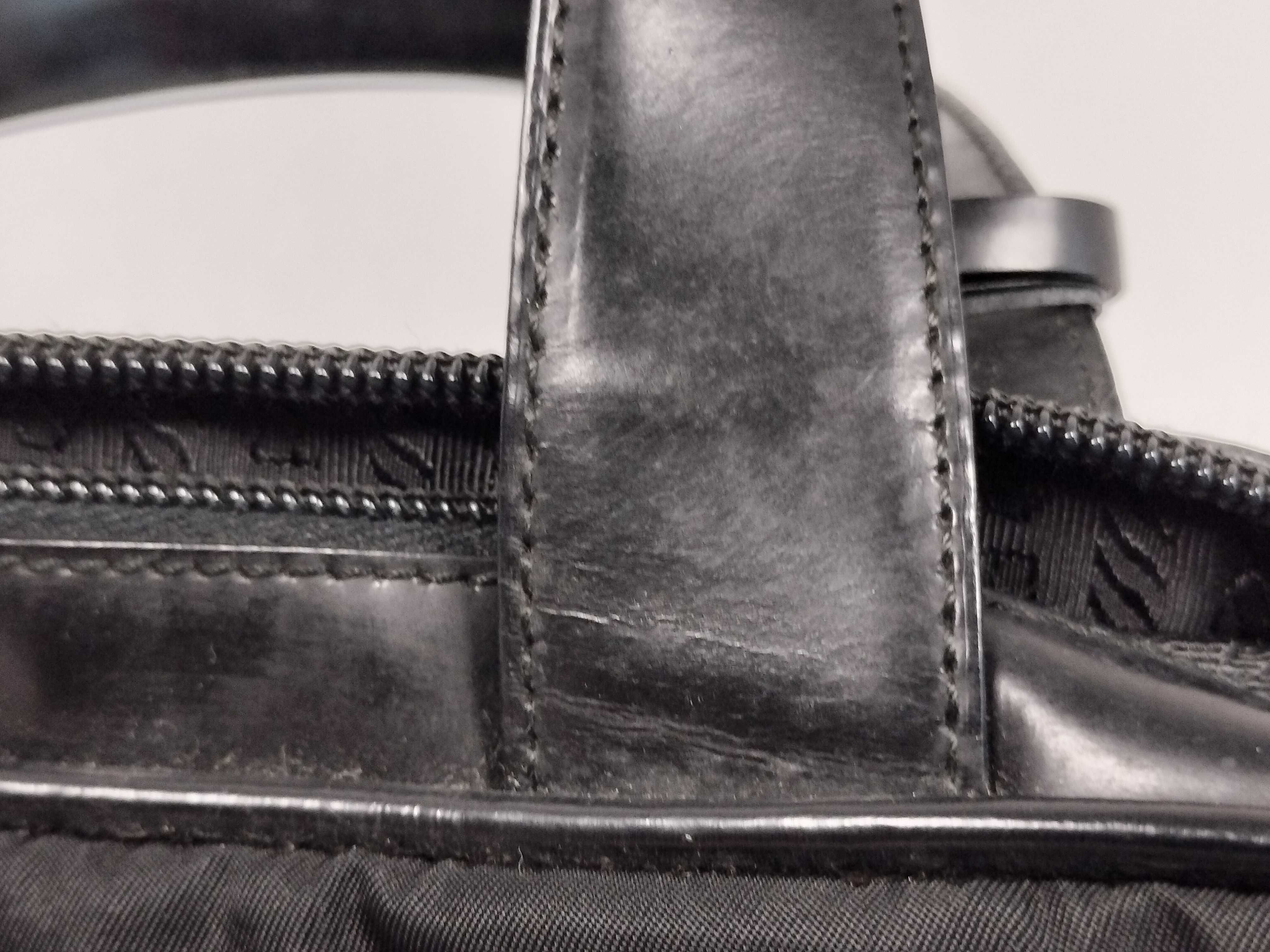 Nylon Handbag, White Tag 31, Black Nylon x Leather, with Warranty and Key. — view 15