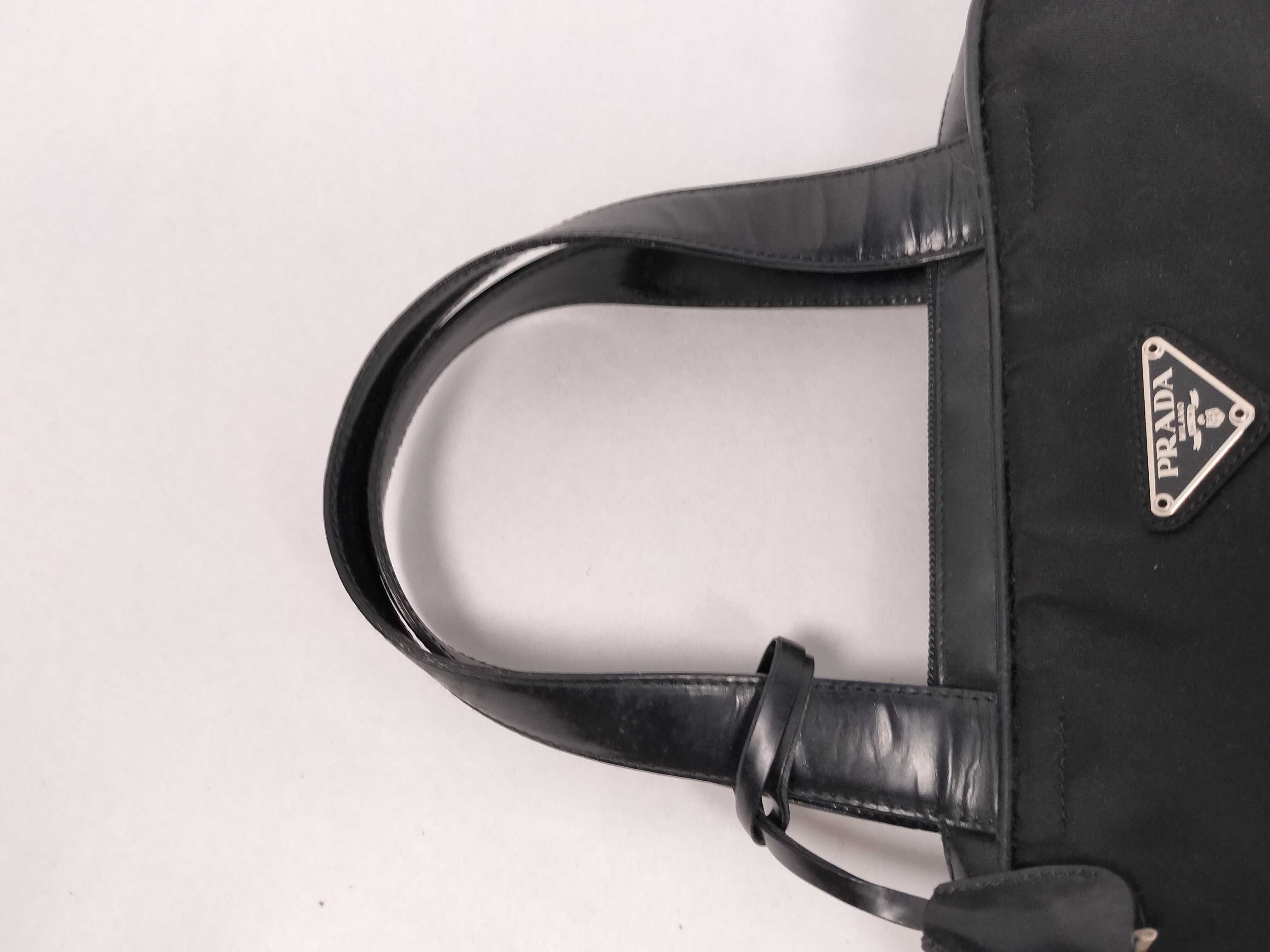 Nylon Handbag, White Tag 31, Black Nylon x Leather, with Warranty and Key. — view 3