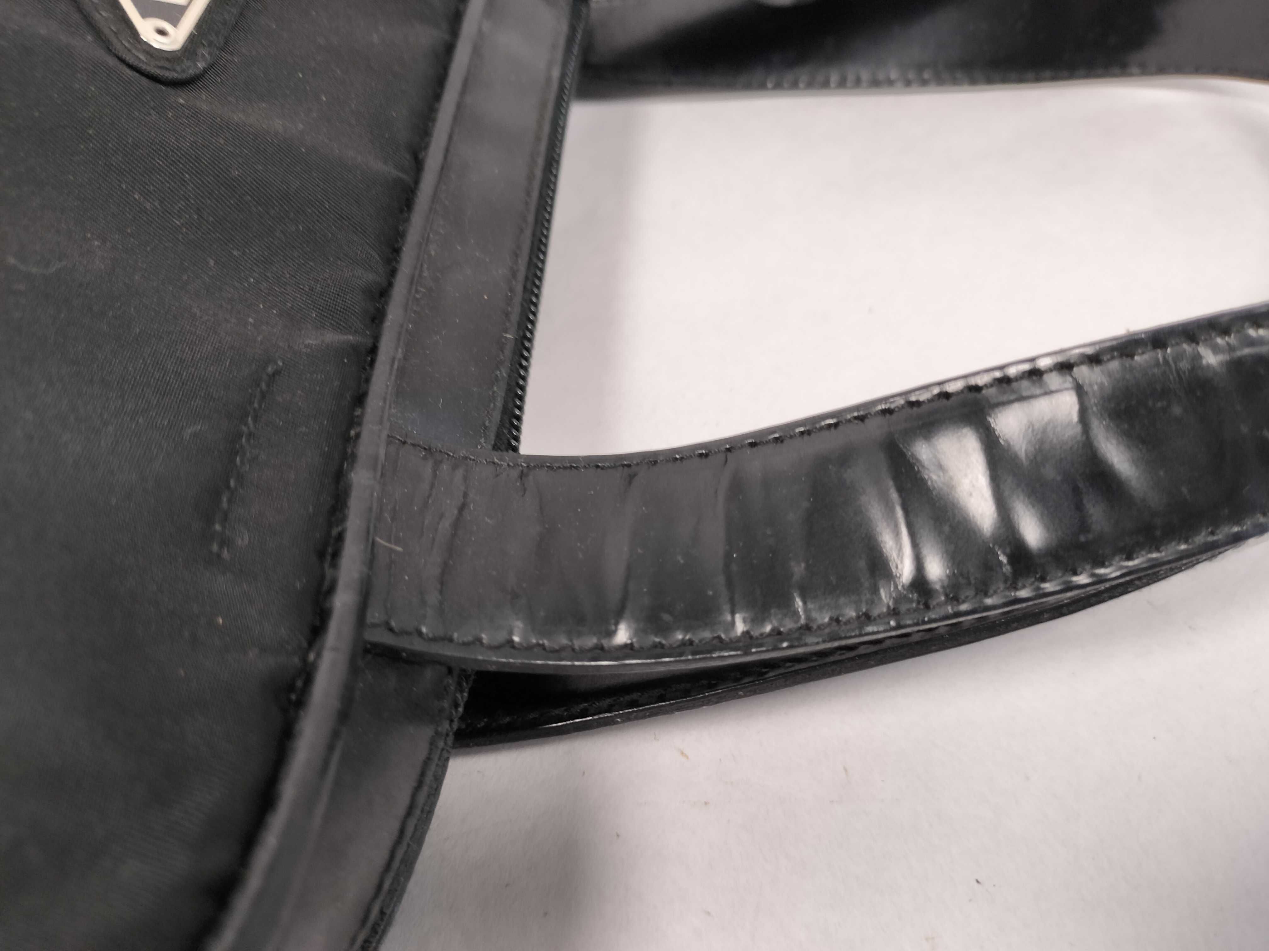 Nylon Handbag, White Tag 31, Black Nylon x Leather, with Warranty and Key. — view 5