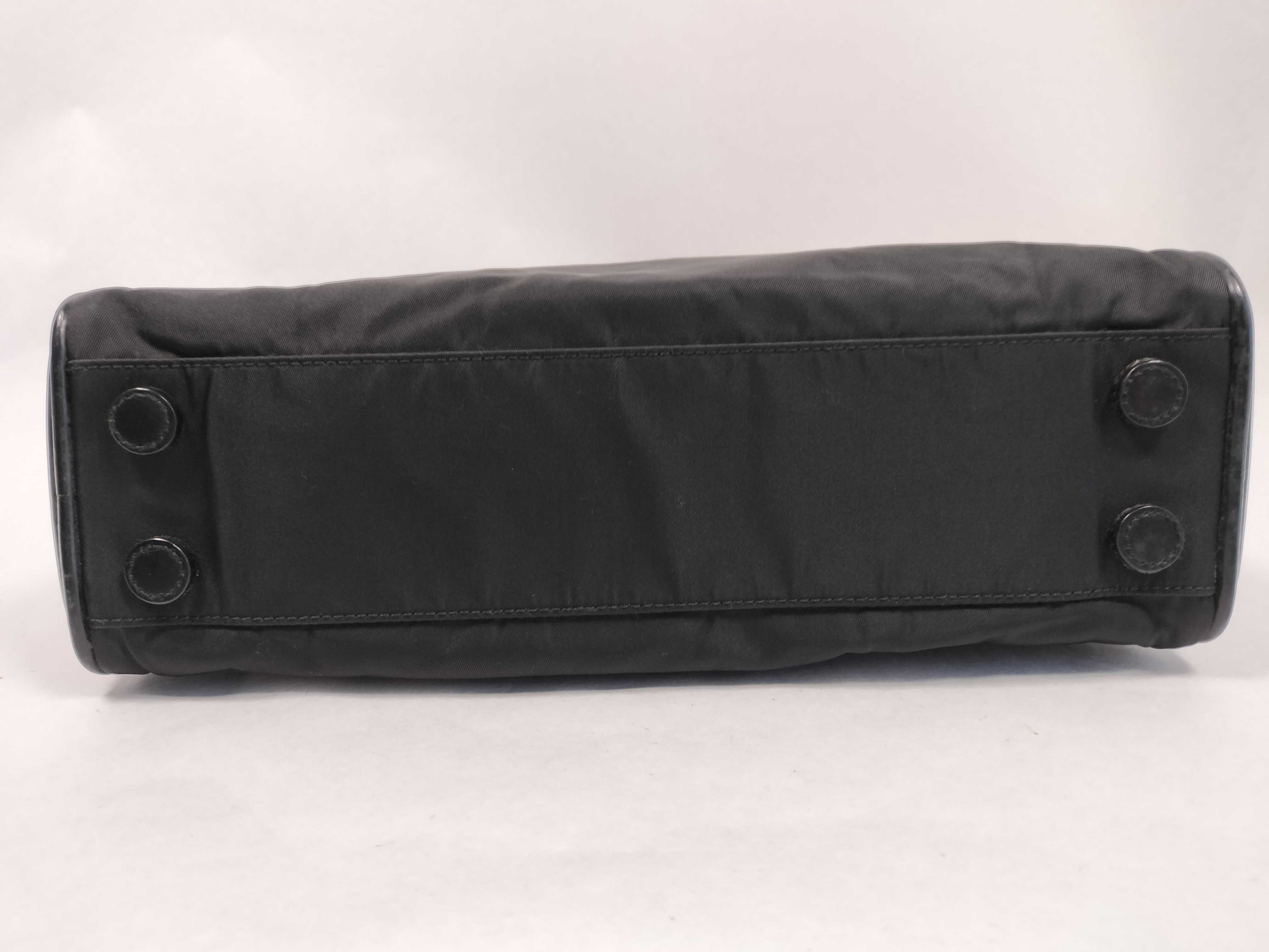 Nylon Handbag, White Tag 31, Black Nylon x Leather, with Warranty and Key. — view 7