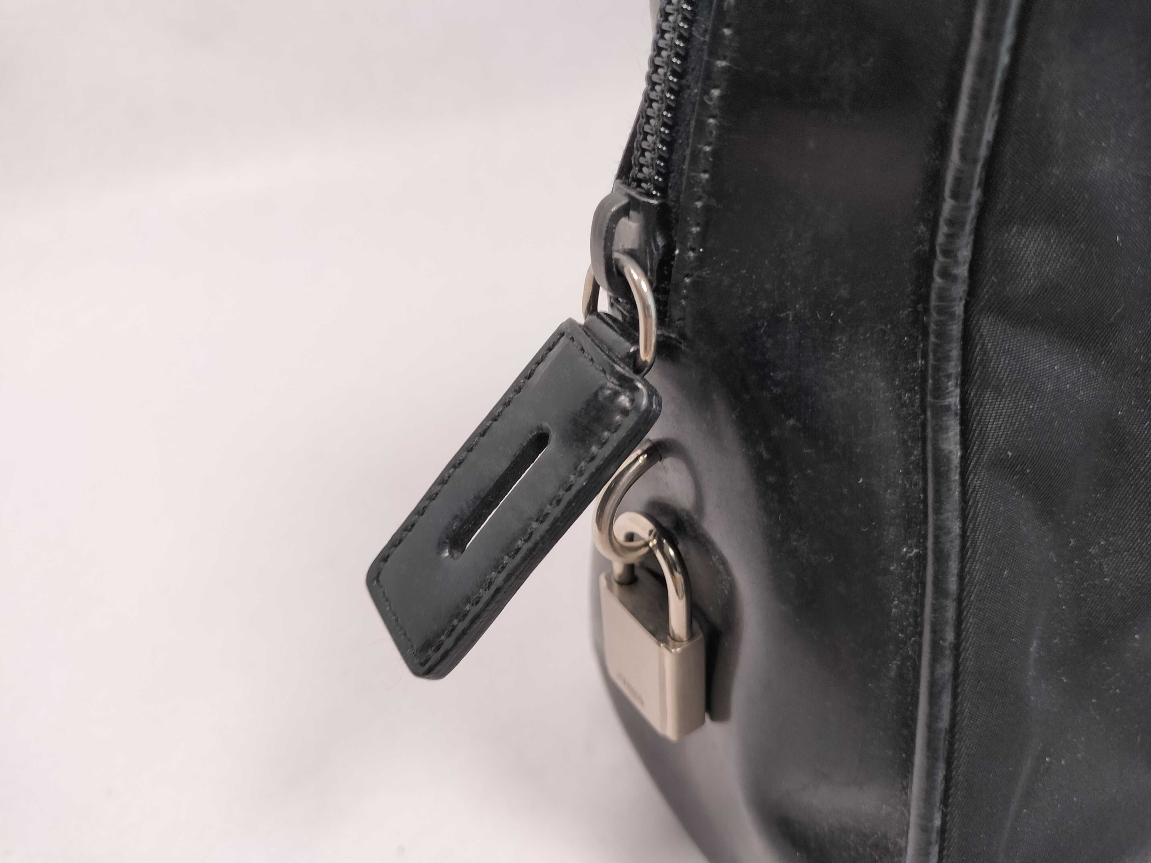 Nylon Handbag, White Tag 31, Black Nylon x Leather, with Warranty and Key. — view 9