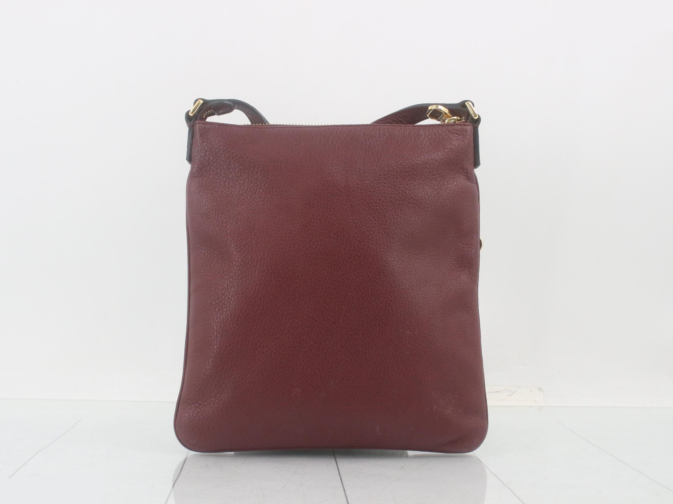 Leather Anagram Shoulder Bag, Bordeaux — view 2