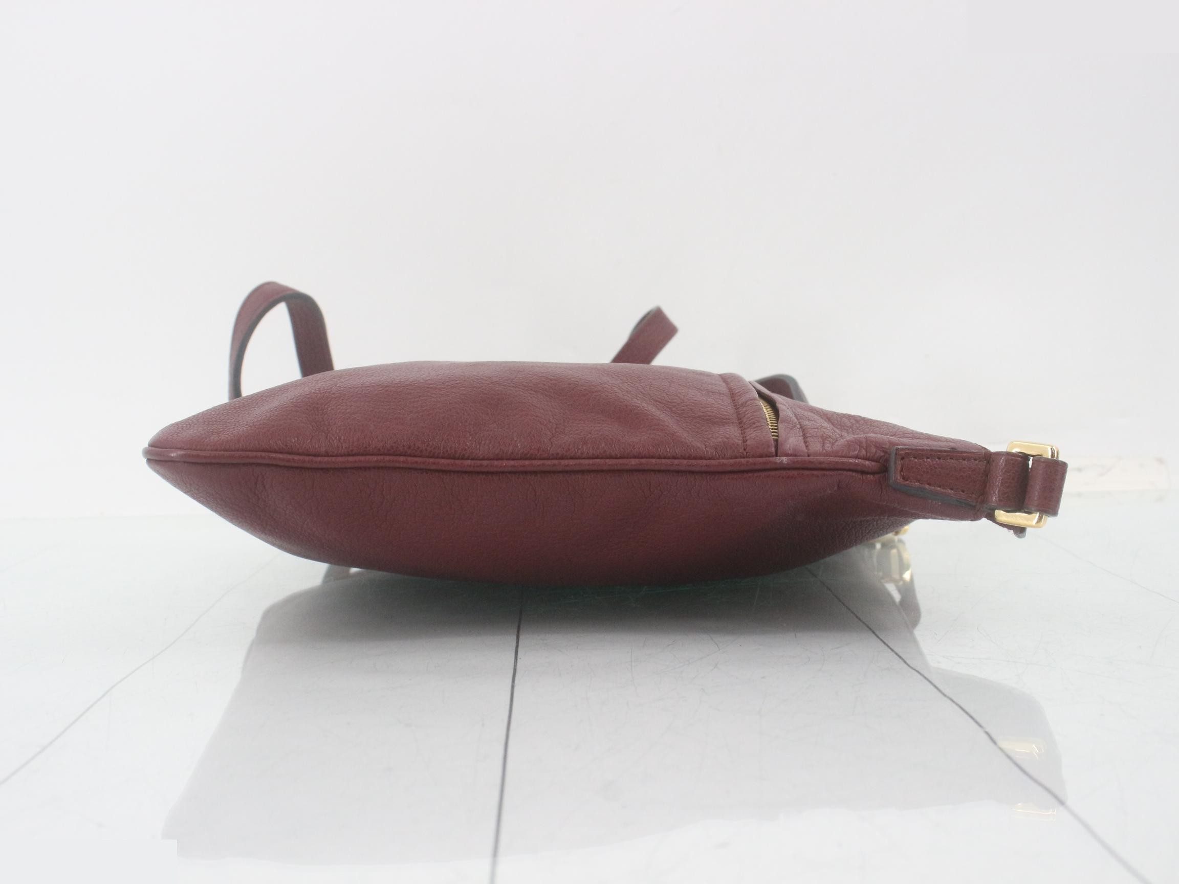 Leather Anagram Shoulder Bag, Bordeaux — view 3