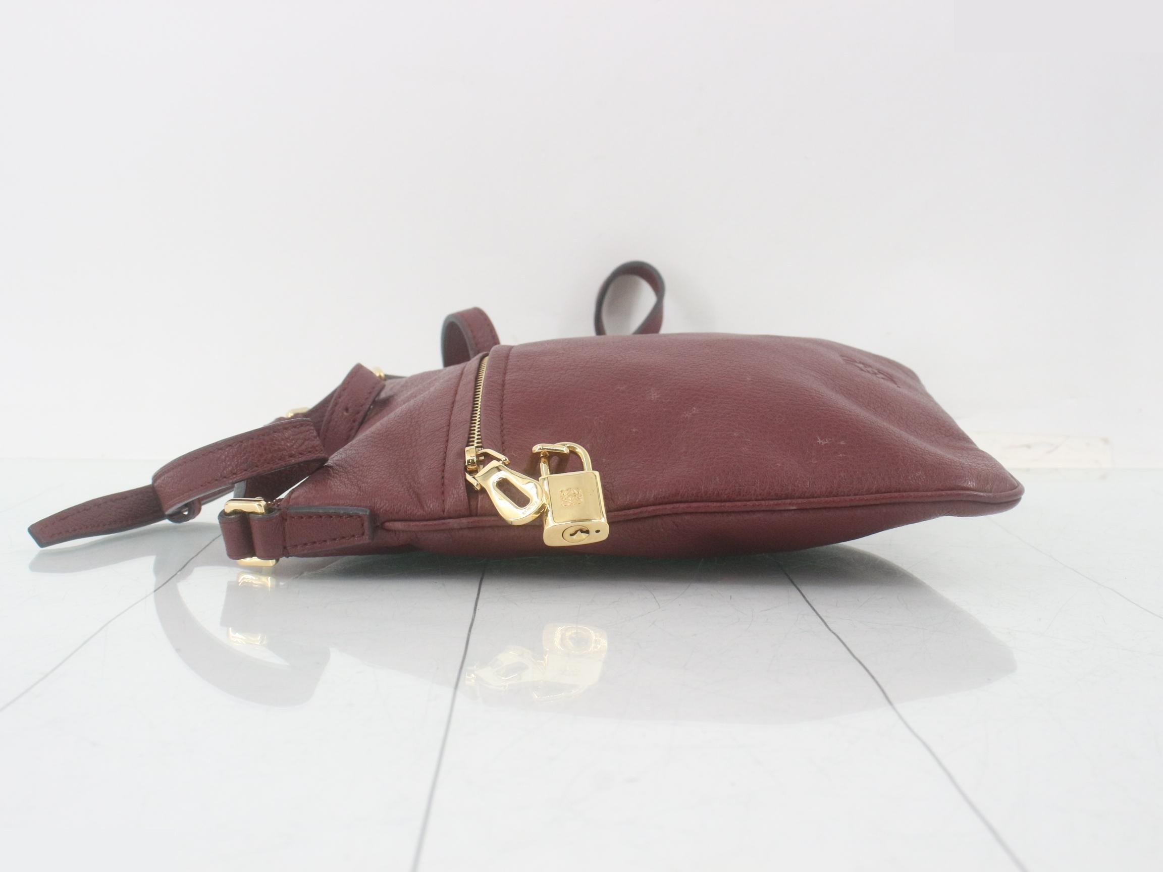 Leather Anagram Shoulder Bag, Bordeaux — view 4