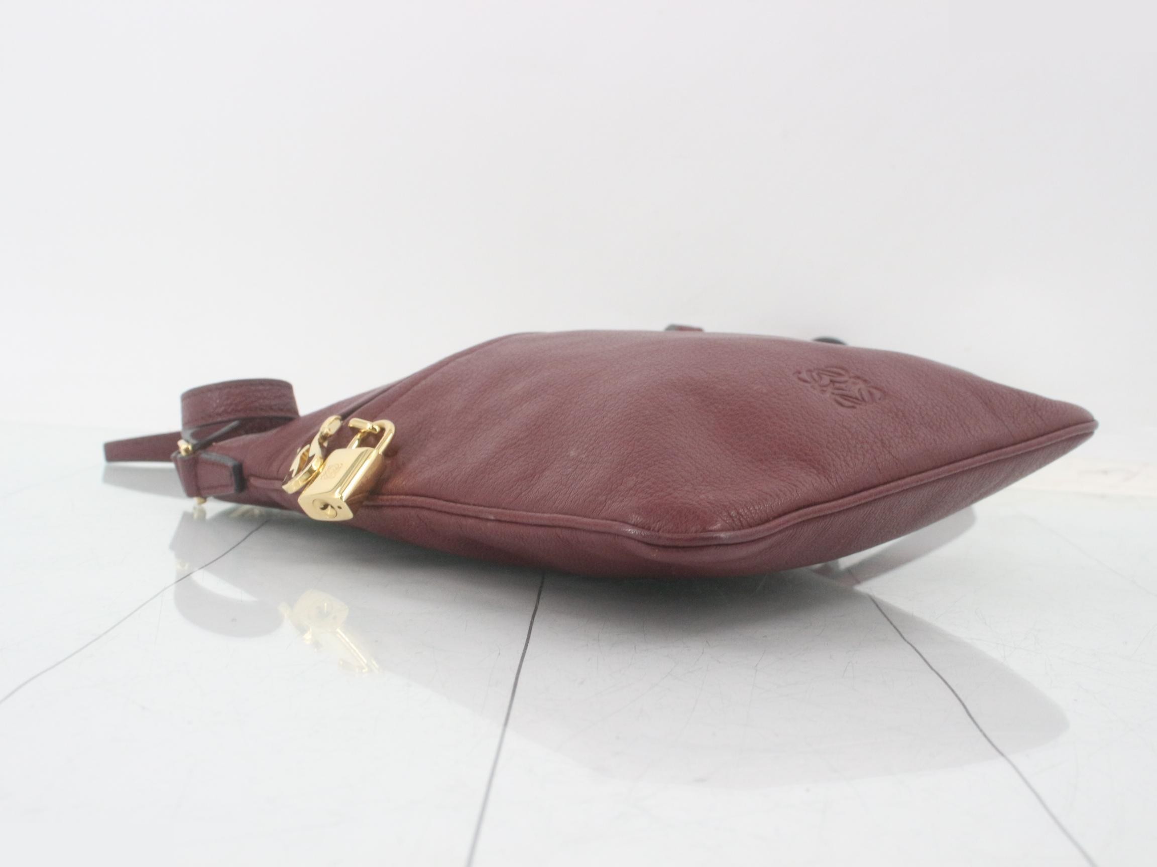 Leather Anagram Shoulder Bag, Bordeaux — view 5
