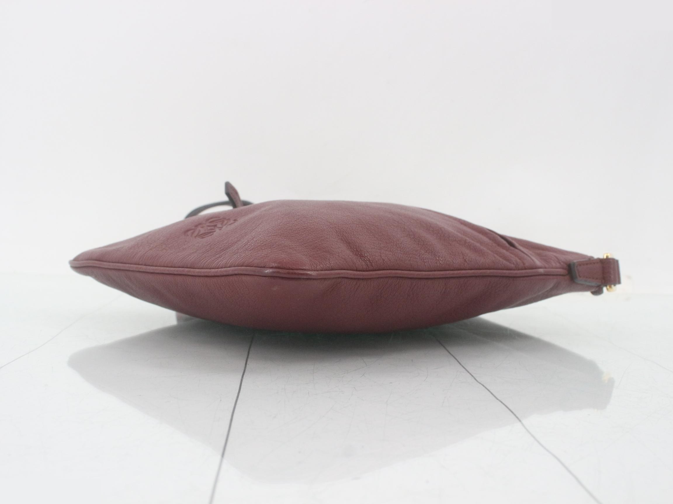 Leather Anagram Shoulder Bag, Bordeaux — view 6
